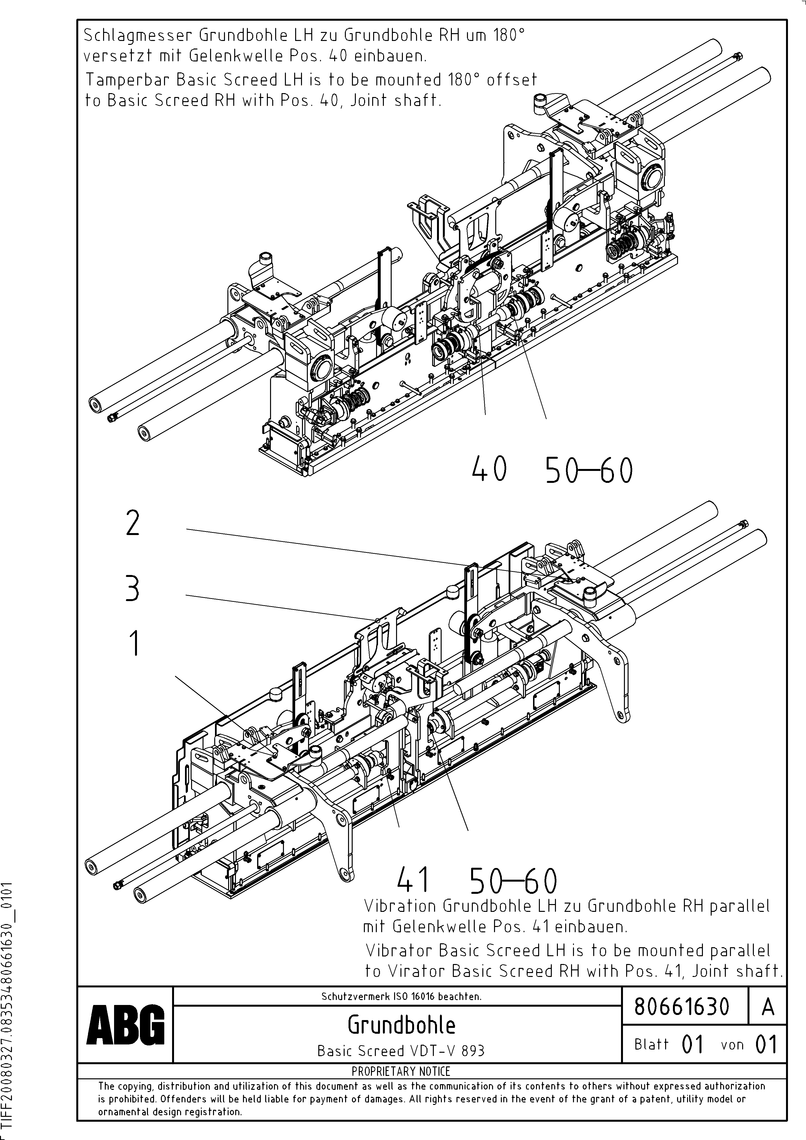 Схема запчастей Volvo VDT-V 89 ETC - 79415 Basic screed VDT-V 89 ETC ATT. SCREEDS 3,0 - 9,0M ABG8820, ABG8820B