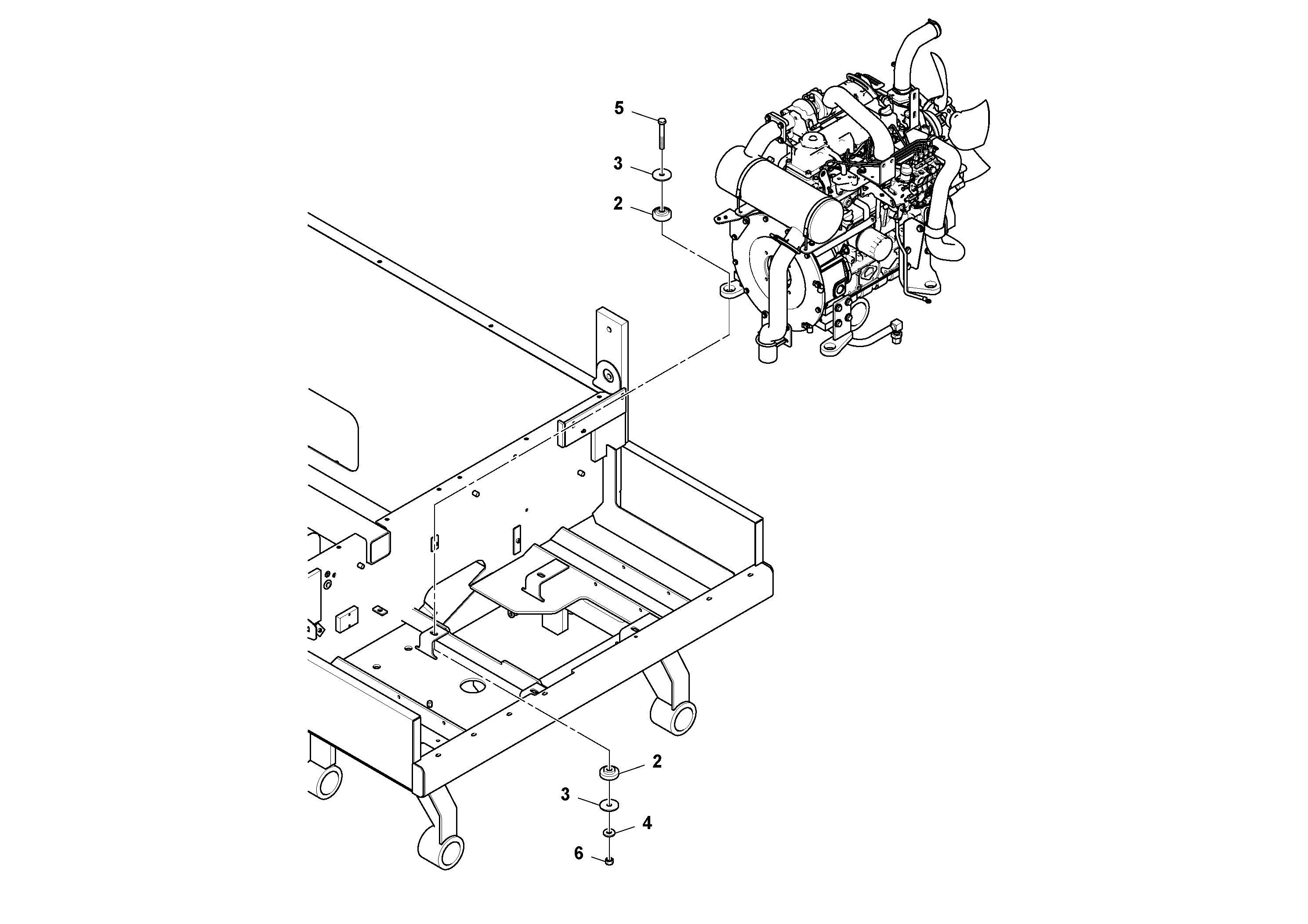 Схема запчастей Volvo PT125R S/N 197470- - 62411 Engine Installation 