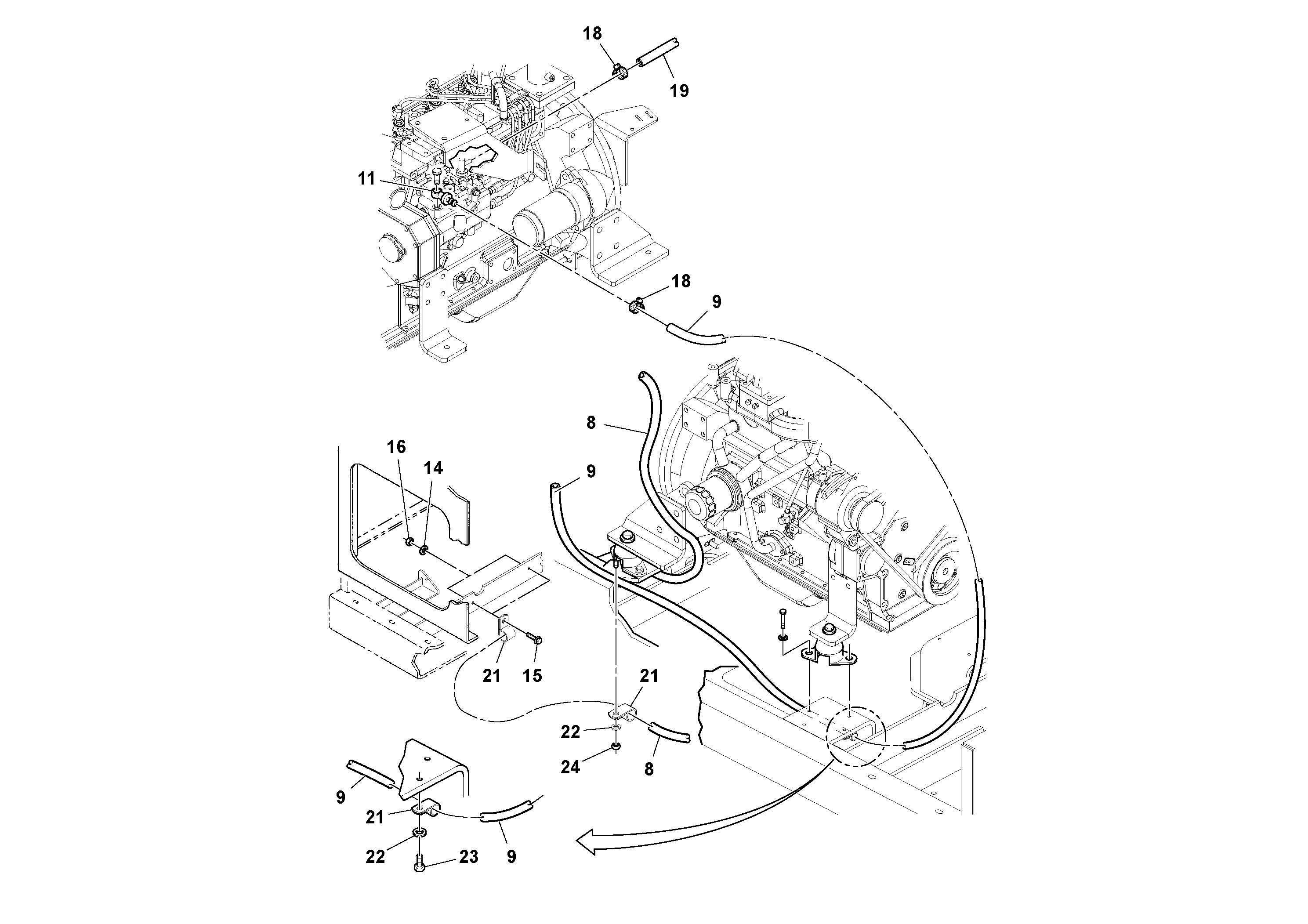 Схема запчастей Volvo PT125R S/N 197470- - 54126 Fuel Tank Installation 