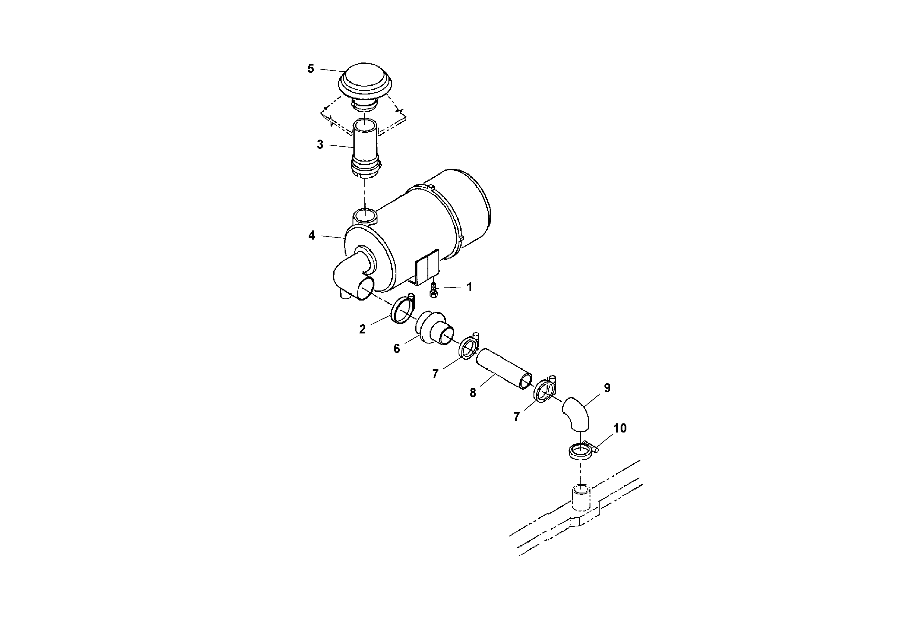 Схема запчастей Volvo PT125R S/N 197470- - 54129 Air cleaner installation 