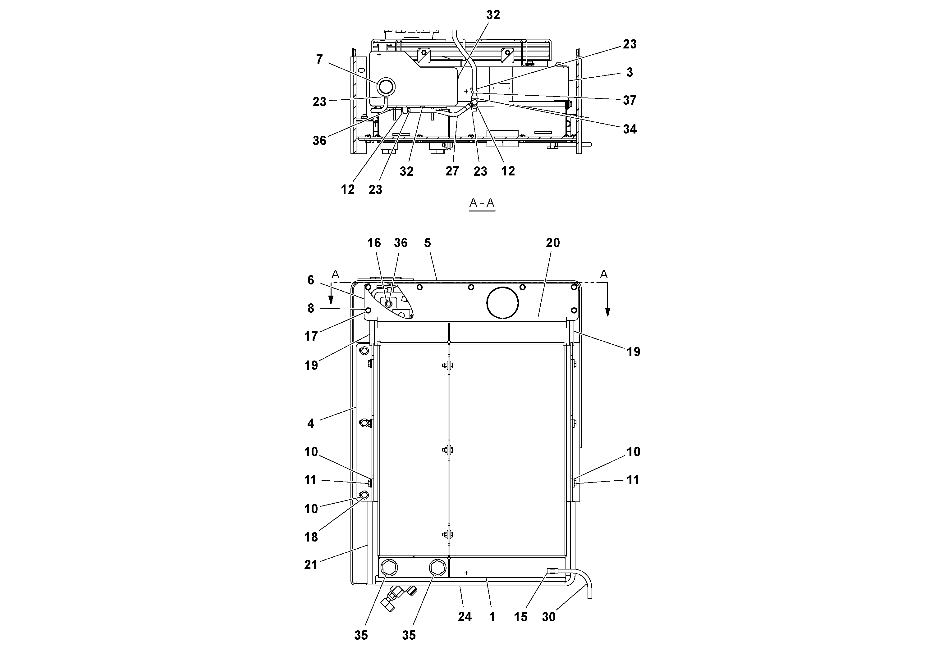 Схема запчастей Volvo PT125R S/N 197470- - 94050 Radiator installation 