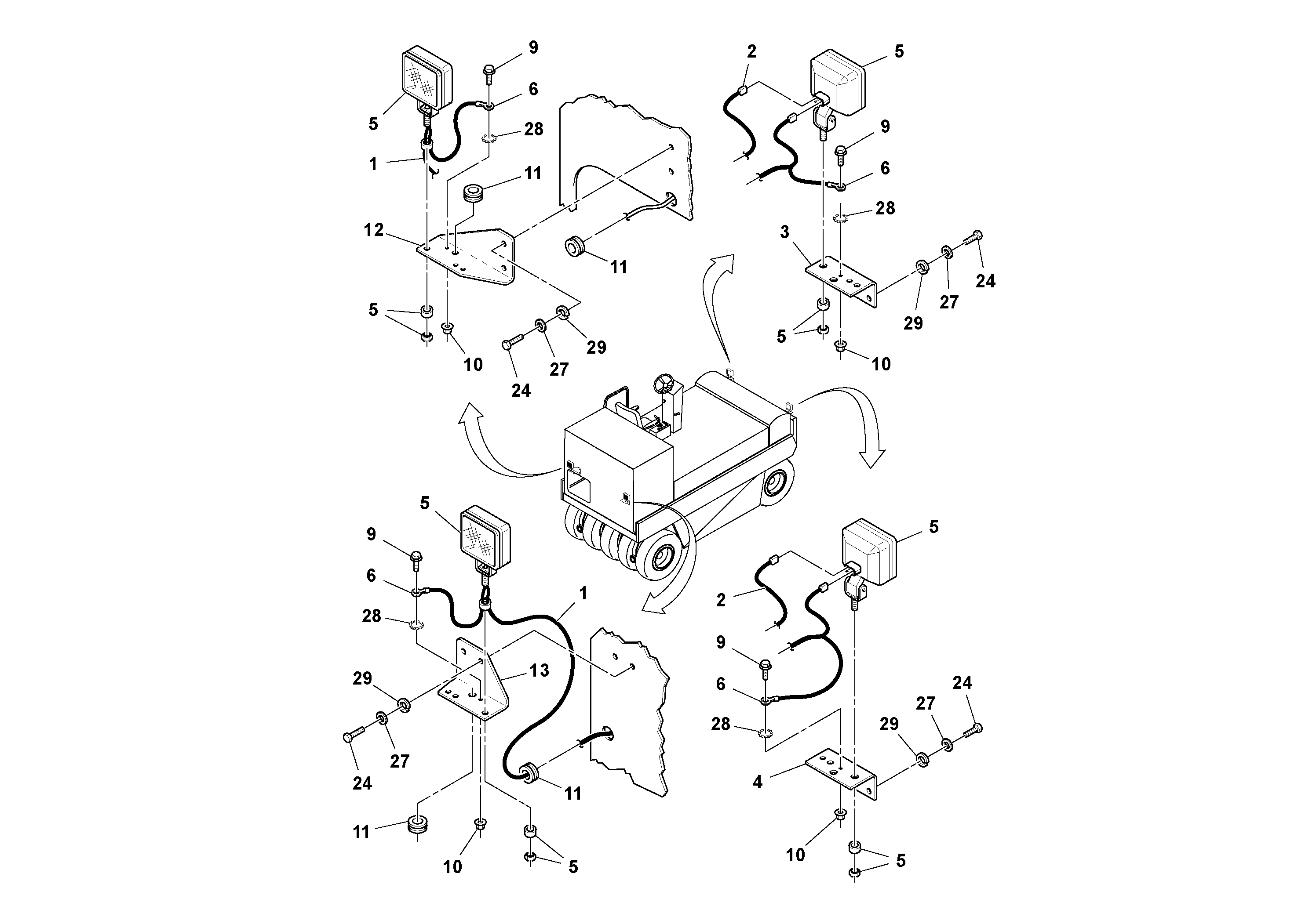 Схема запчастей Volvo PT125R S/N 197470- - 7614 Work Lights Installation 