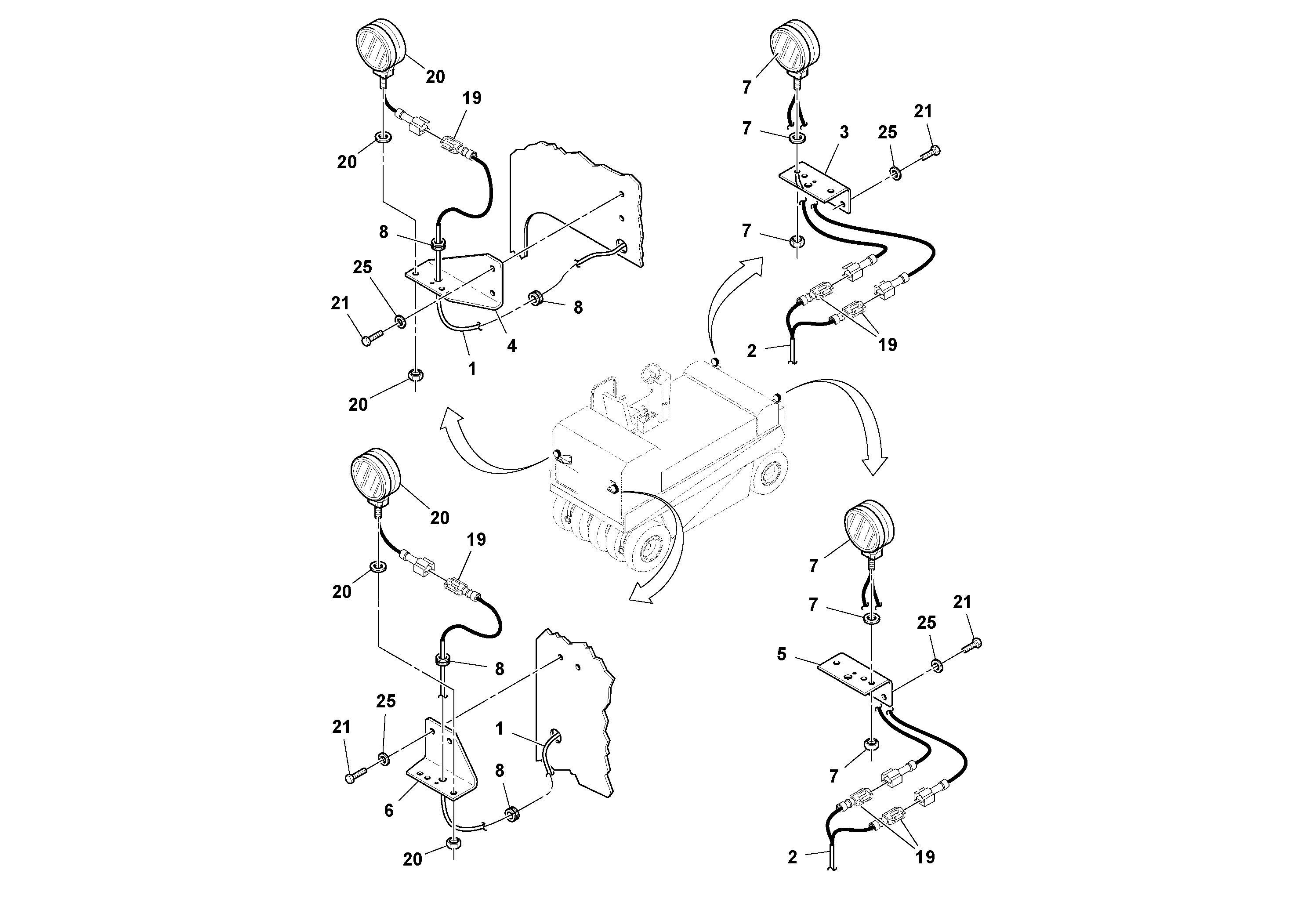 Схема запчастей Volvo PT125R S/N 197470- - 7382 Brake/signal/hazard Lights Installation 