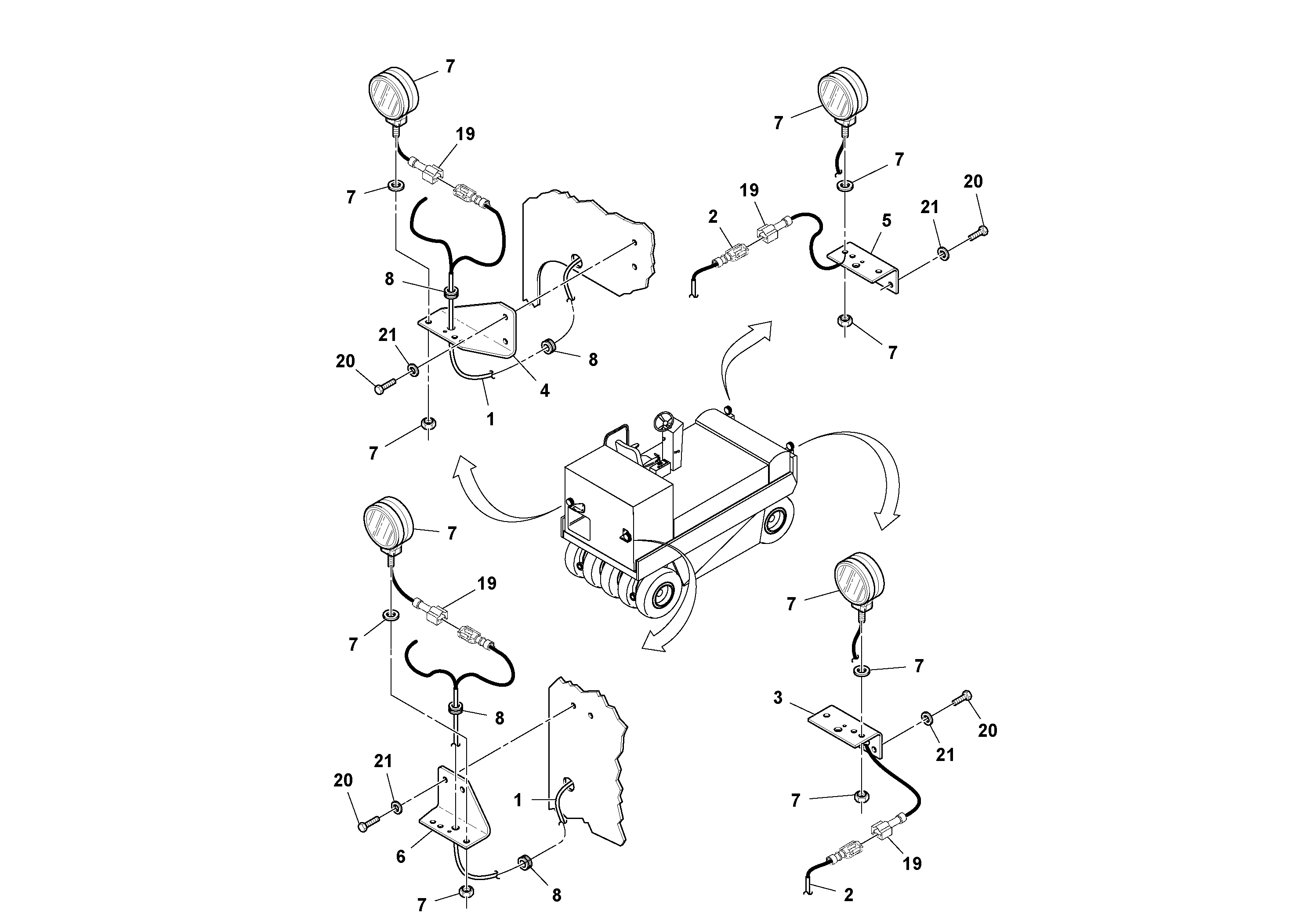 Схема запчастей Volvo PT125R S/N 197470- - 7549 Flashing Hazard Light/Turn Signal Installation 