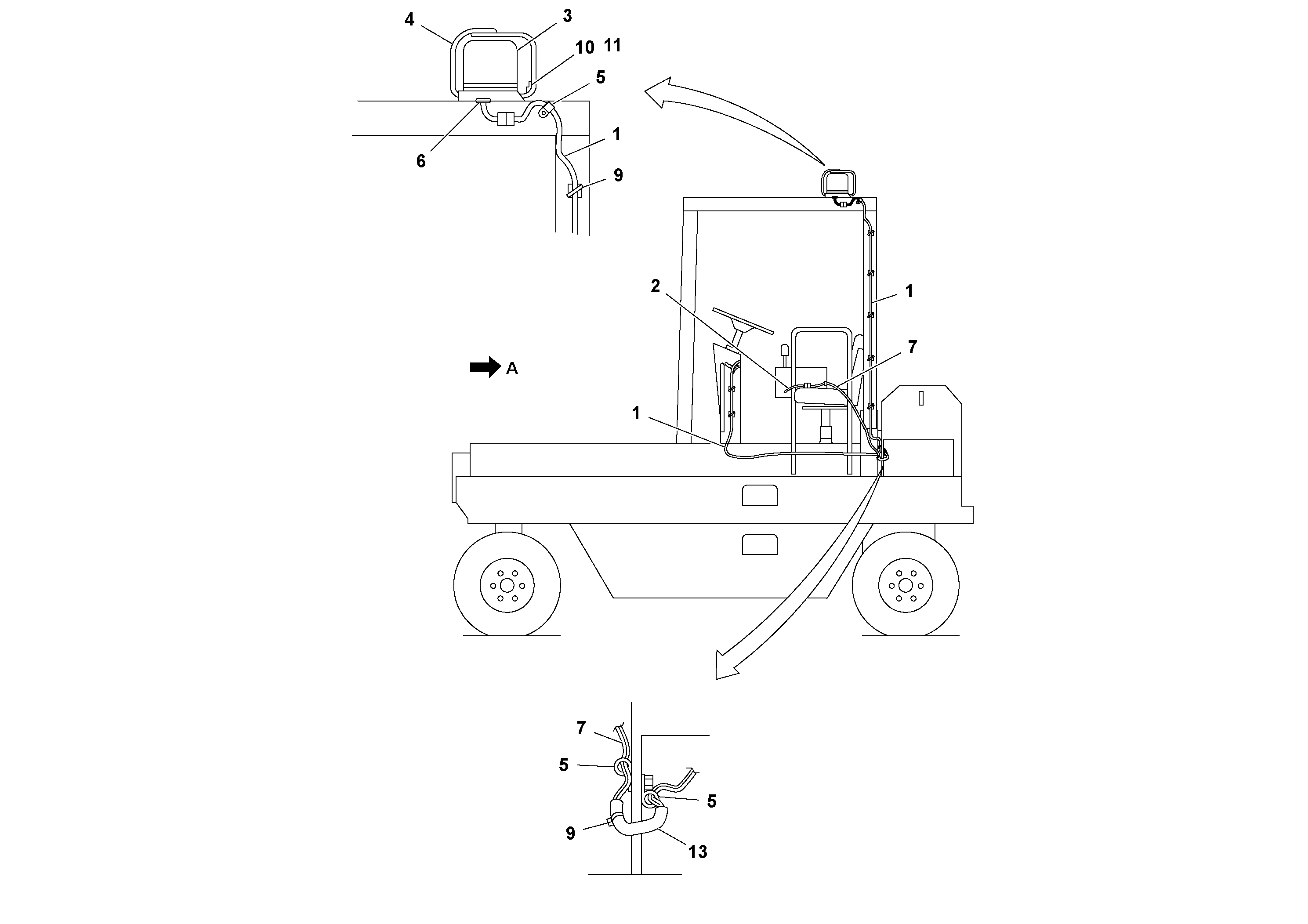 Схема запчастей Volvo PT125R S/N 197470- - 7550 Rotating beacon Installation 