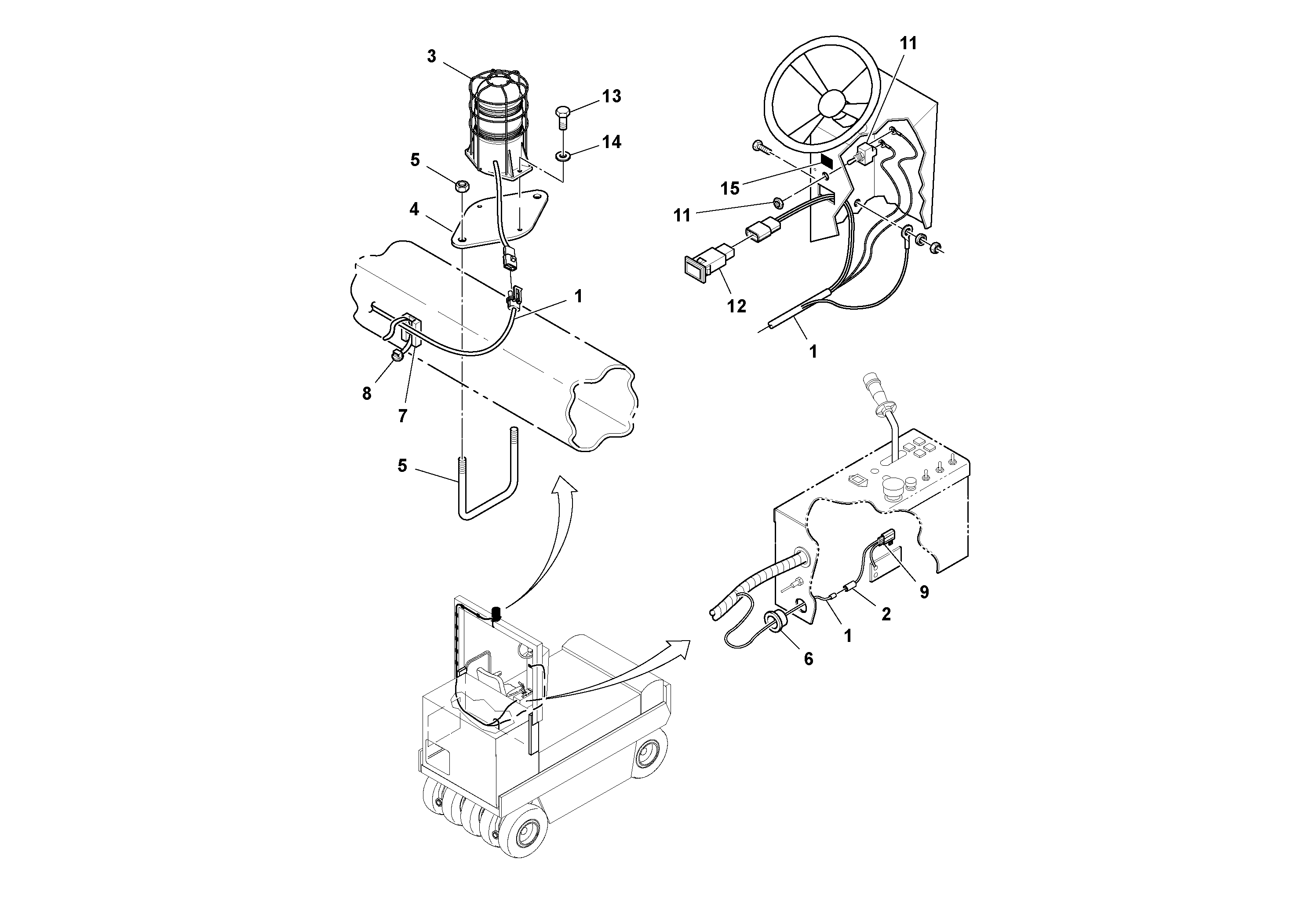 Схема запчастей Volvo PT125R S/N 197470- - 7561 Arch ROPS Beacon Light Installation 