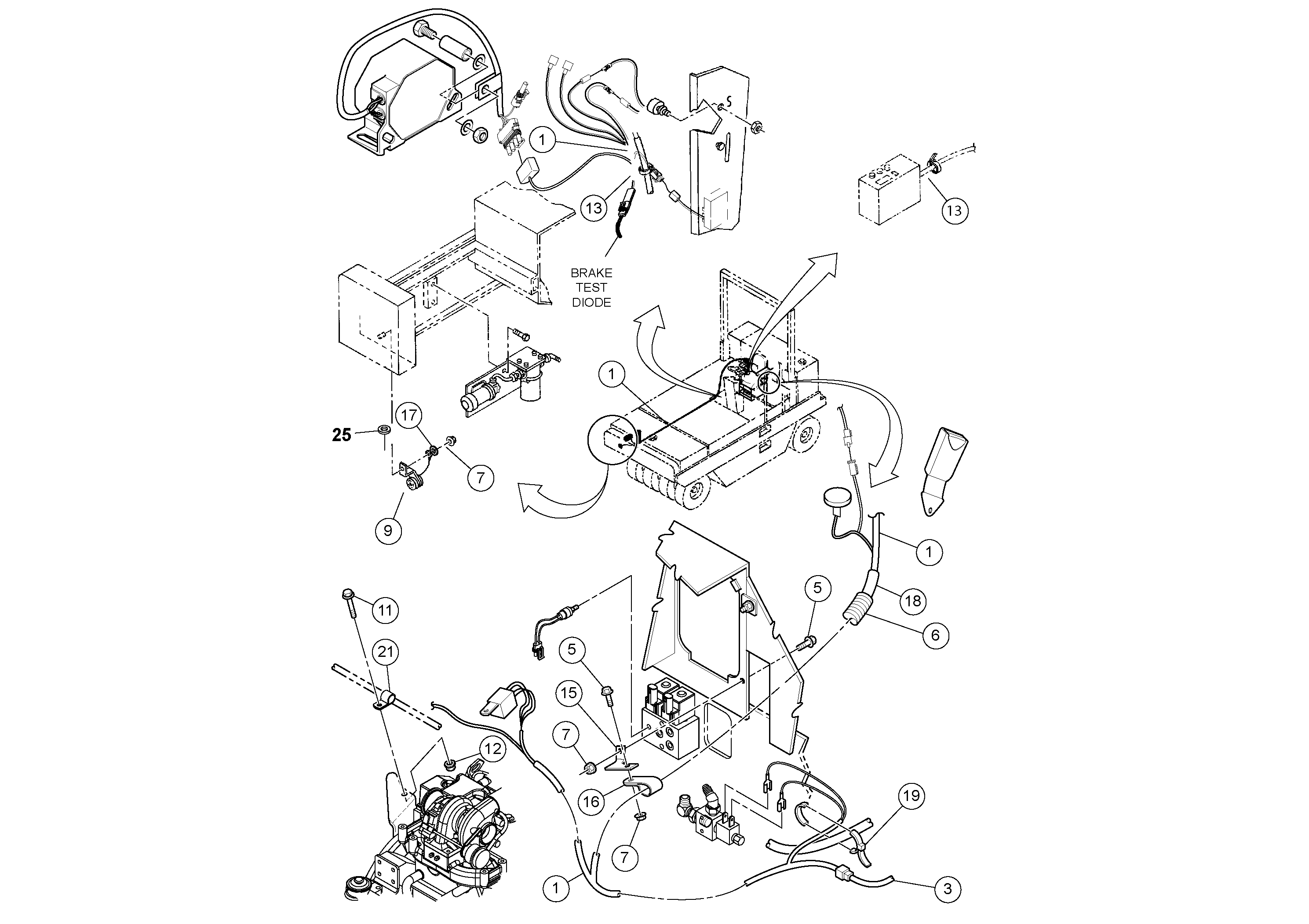 Схема запчастей Volvo PT125R S/N 197470- - 37522 Cabling Installation 