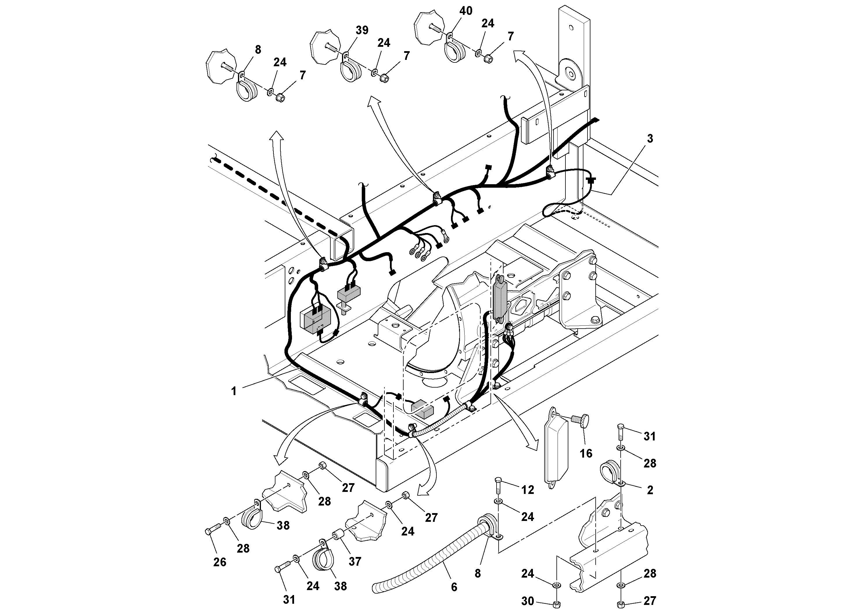 Схема запчастей Volvo PT125R S/N 197470- - 41326 Cabling Installation 