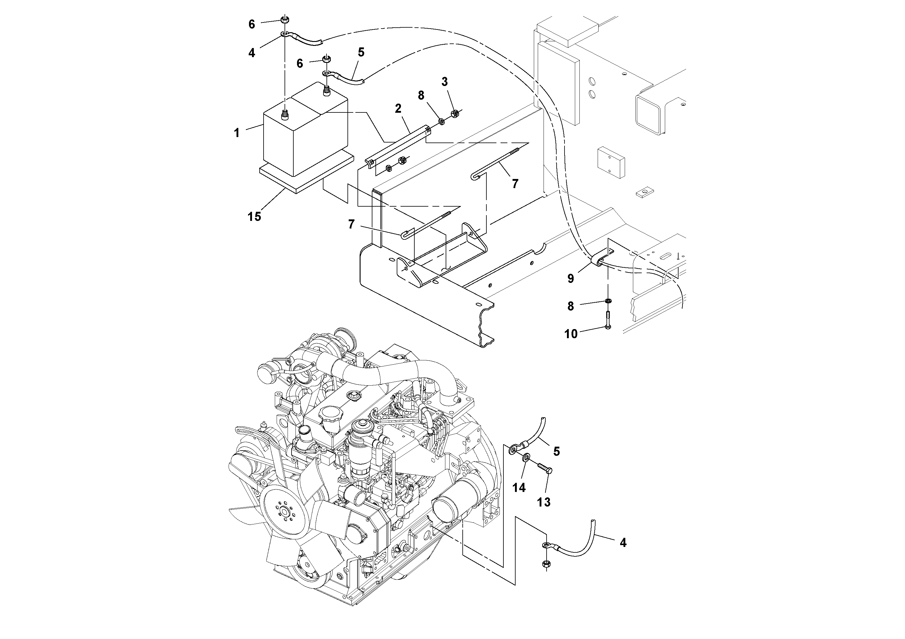Схема запчастей Volvo PT125R S/N 197470- - 41327 Battery installation 