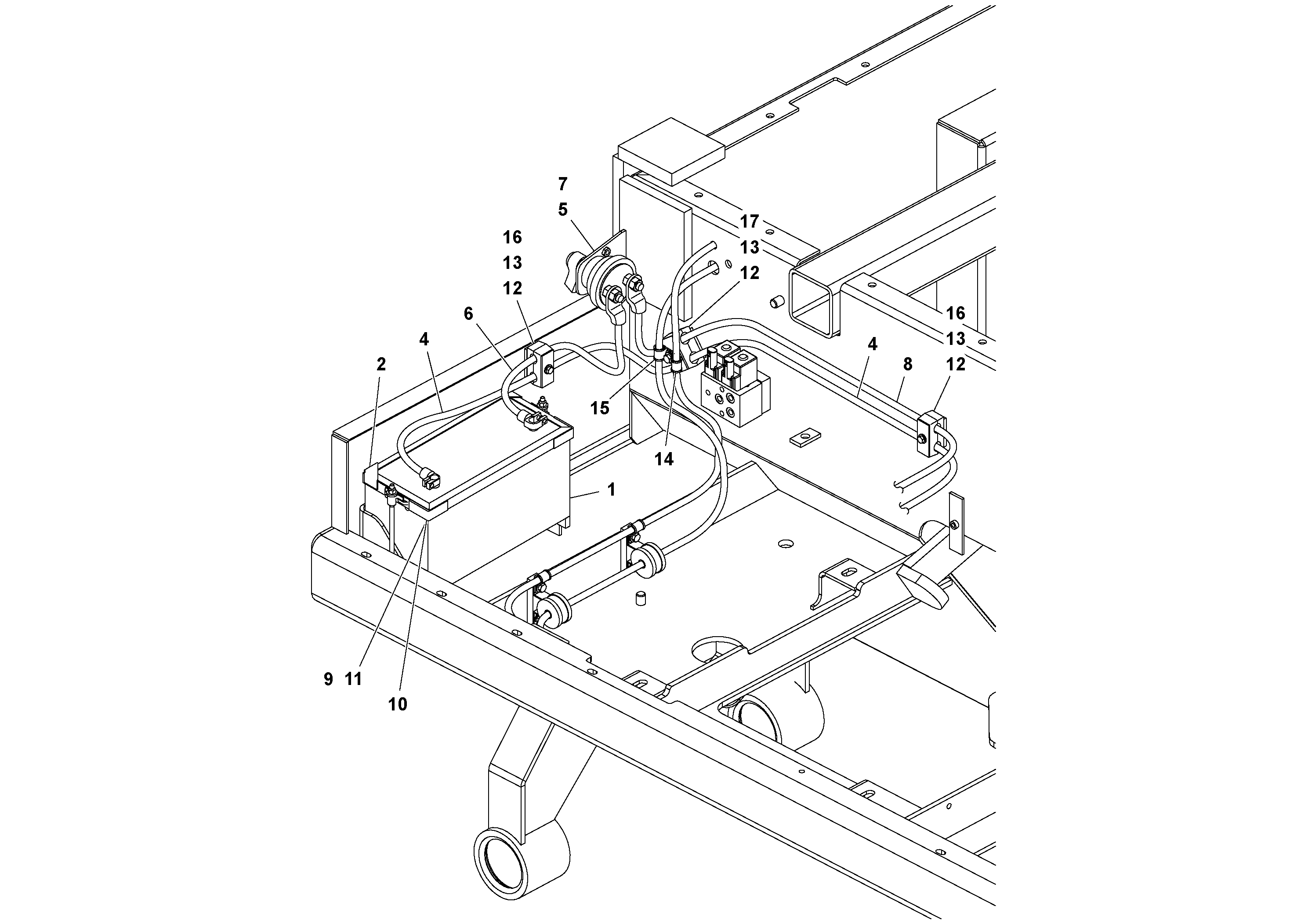 Схема запчастей Volvo PT125R S/N 197470- - 41328 Battery installation 