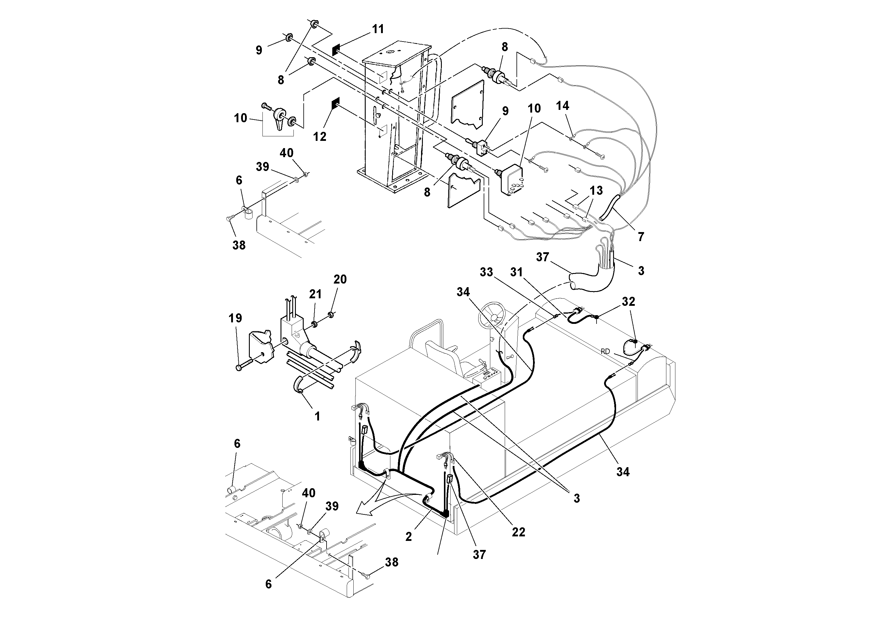 Схема запчастей Volvo PT125R S/N 197470- - 41329 Penn-dot Wiring Installation 