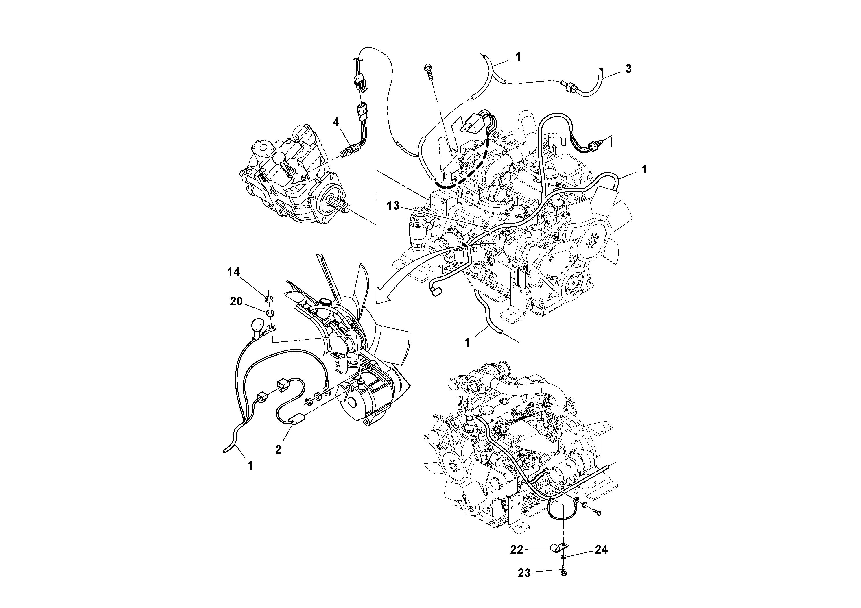 Схема запчастей Volvo PT125R S/N 197470- - 61628 Cabling Installation 