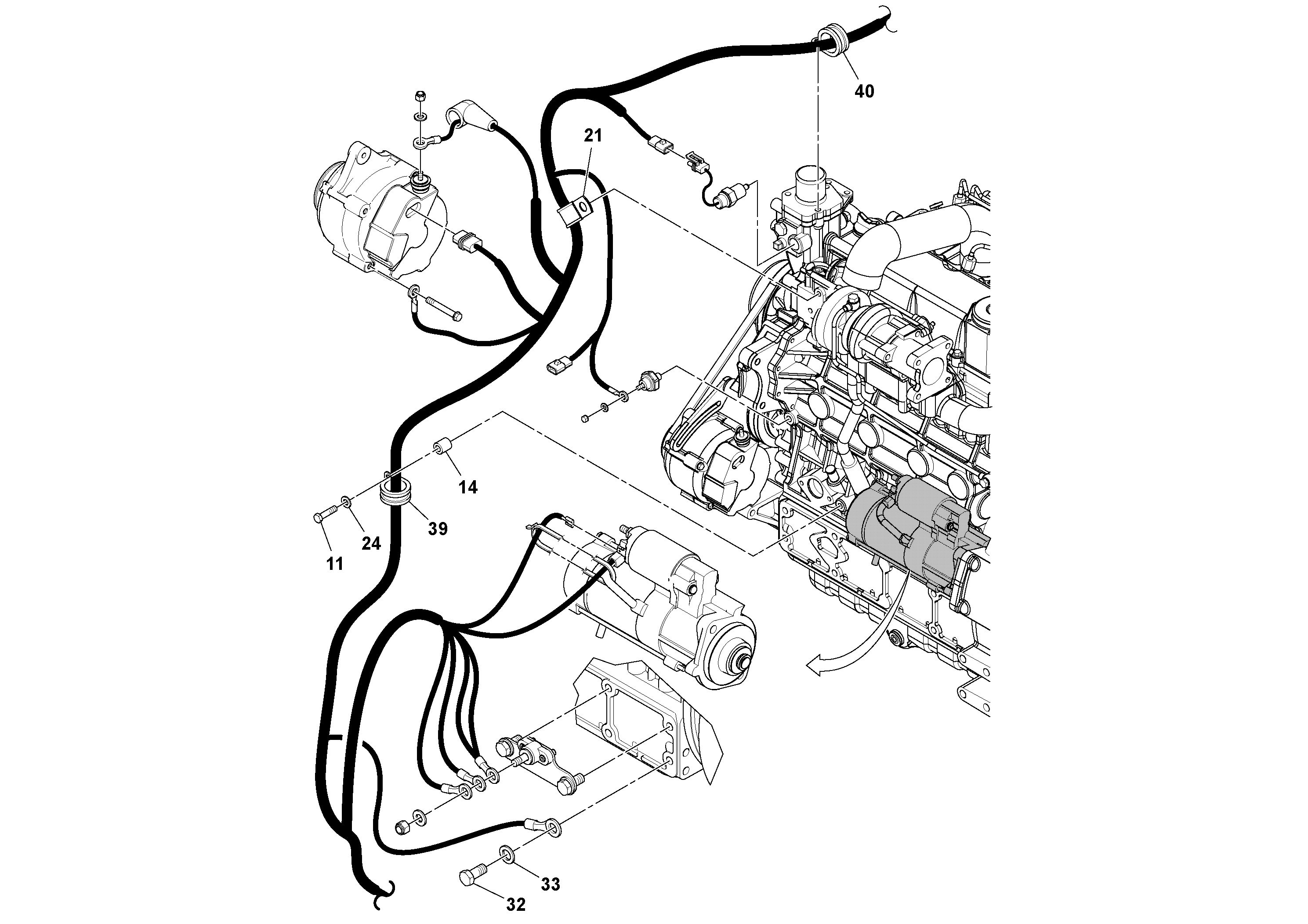 Схема запчастей Volvo PT125R S/N 197470- - 99163 Cabling Installation 
