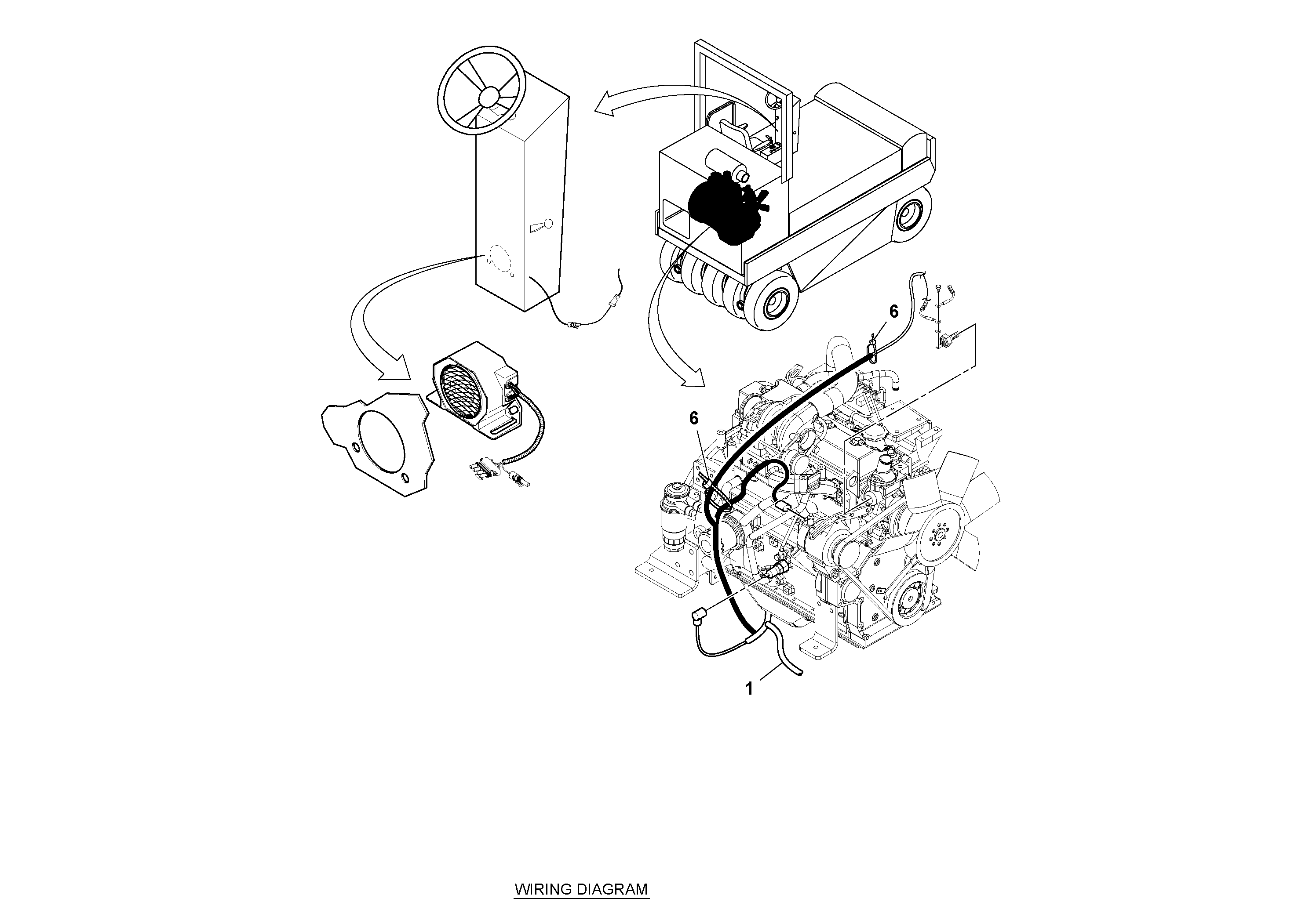 Схема запчастей Volvo PT125R S/N 197470- - 56797 Low oil pressure/High water temperature alarm installation 