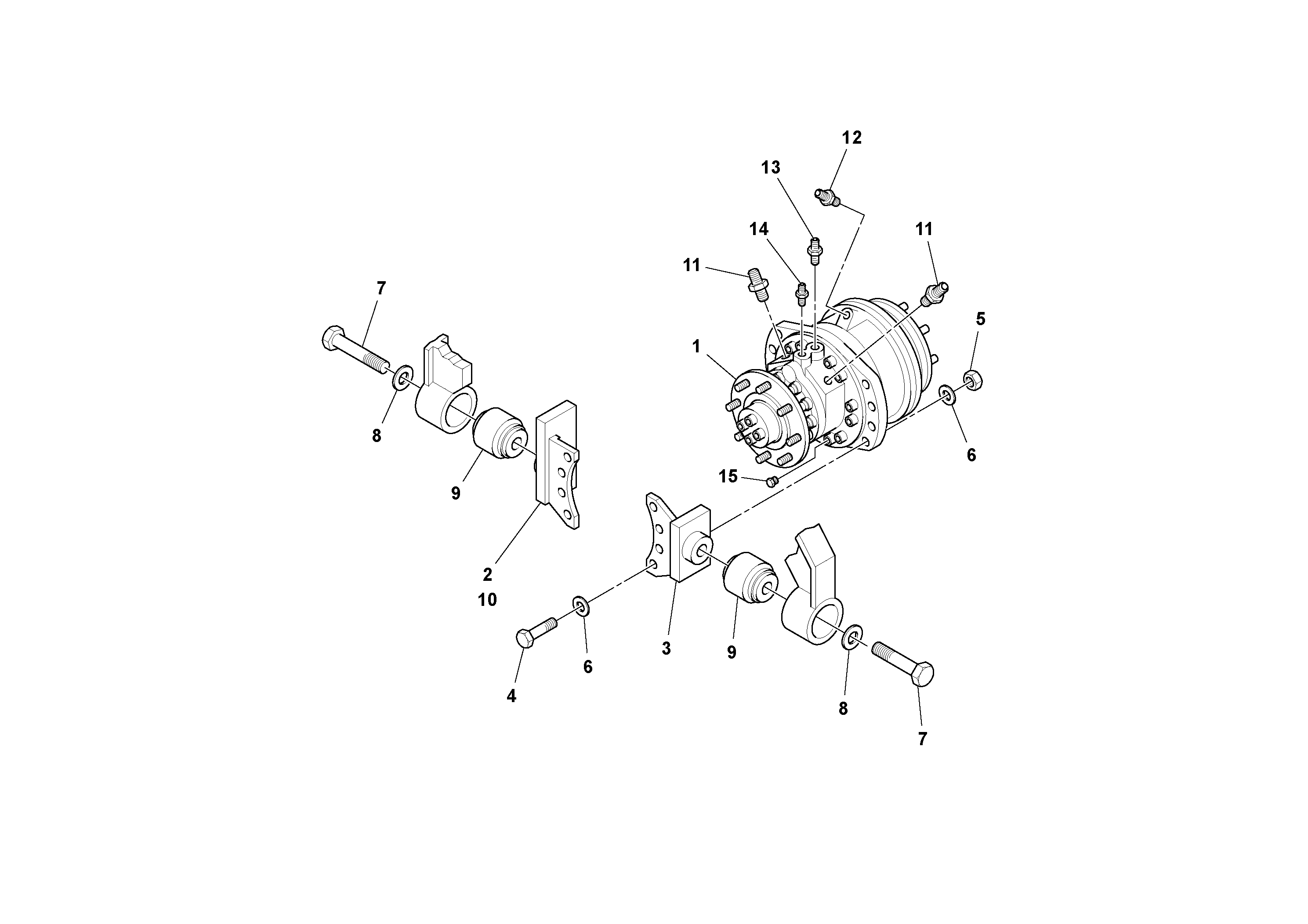 Схема запчастей Volvo PT125R S/N 197470- - 50169 Drive Motor Installation 