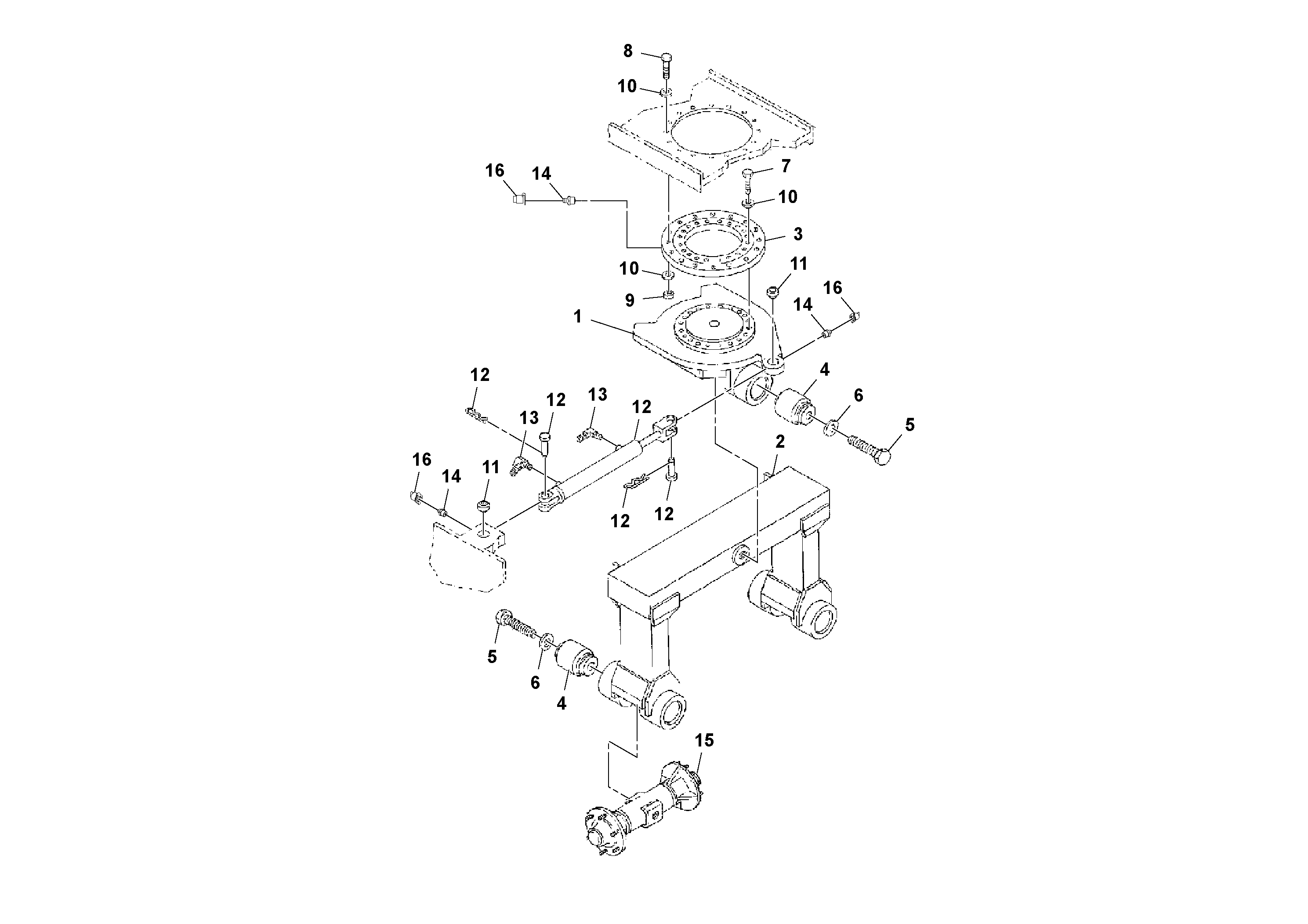 Схема запчастей Volvo PT125R S/N 197470- - 71361 Steering Bolster And Spindle Installation 