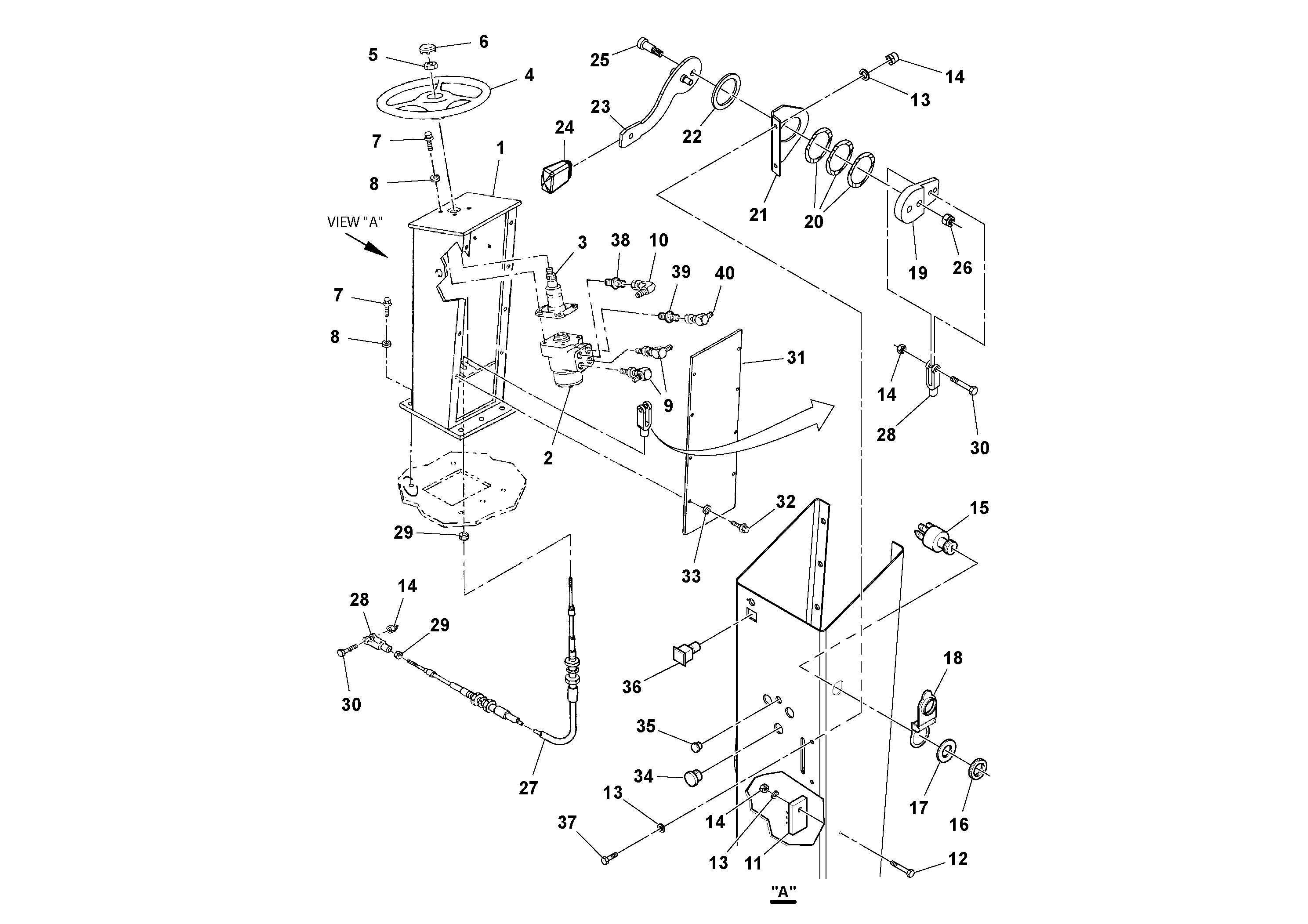 Схема запчастей Volvo PT125R S/N 197470- - 54913 Steering Console Assembly 