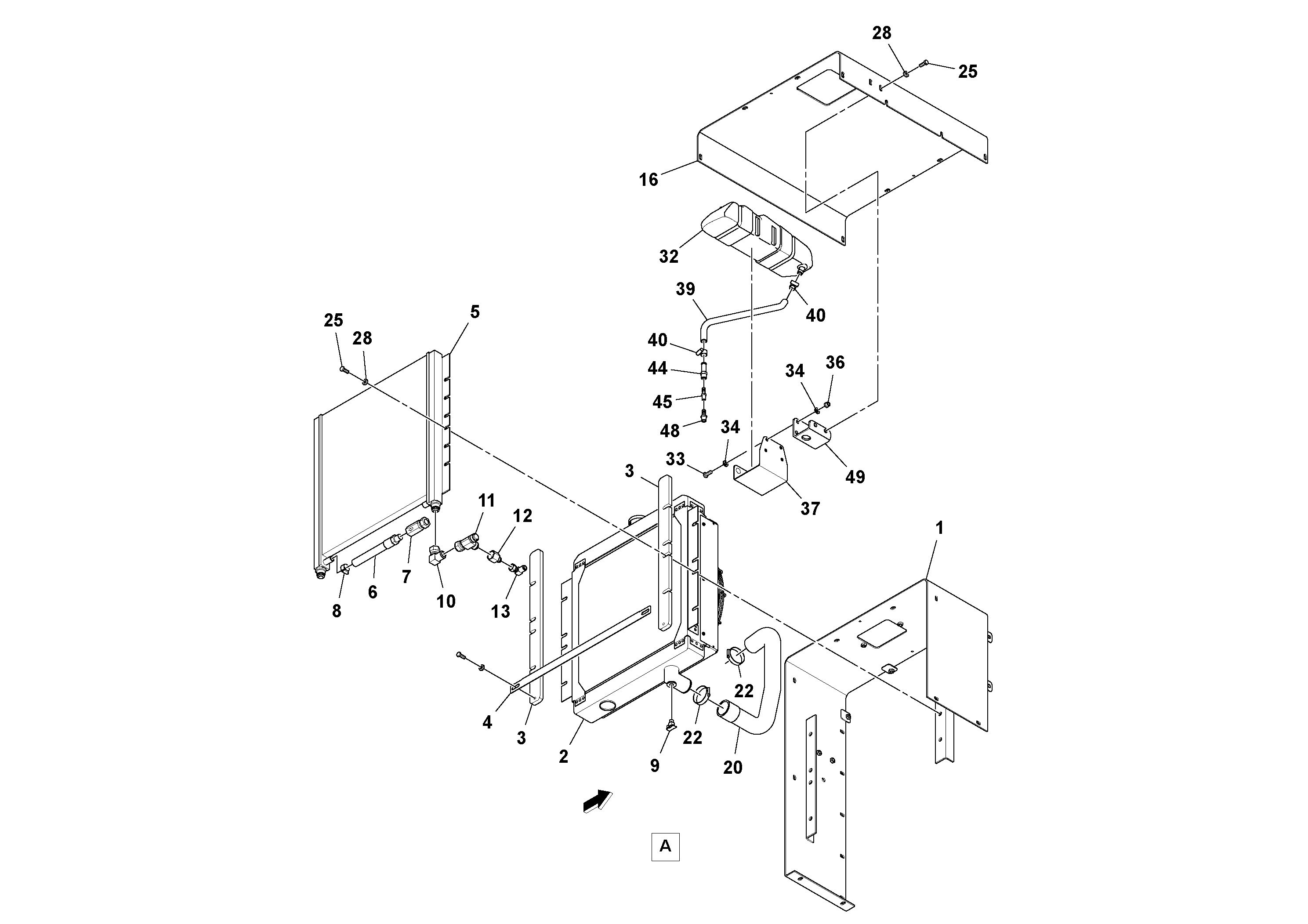 Схема запчастей Volvo PT125R S/N 197470- - 58274 Engine Cowling Installation 
