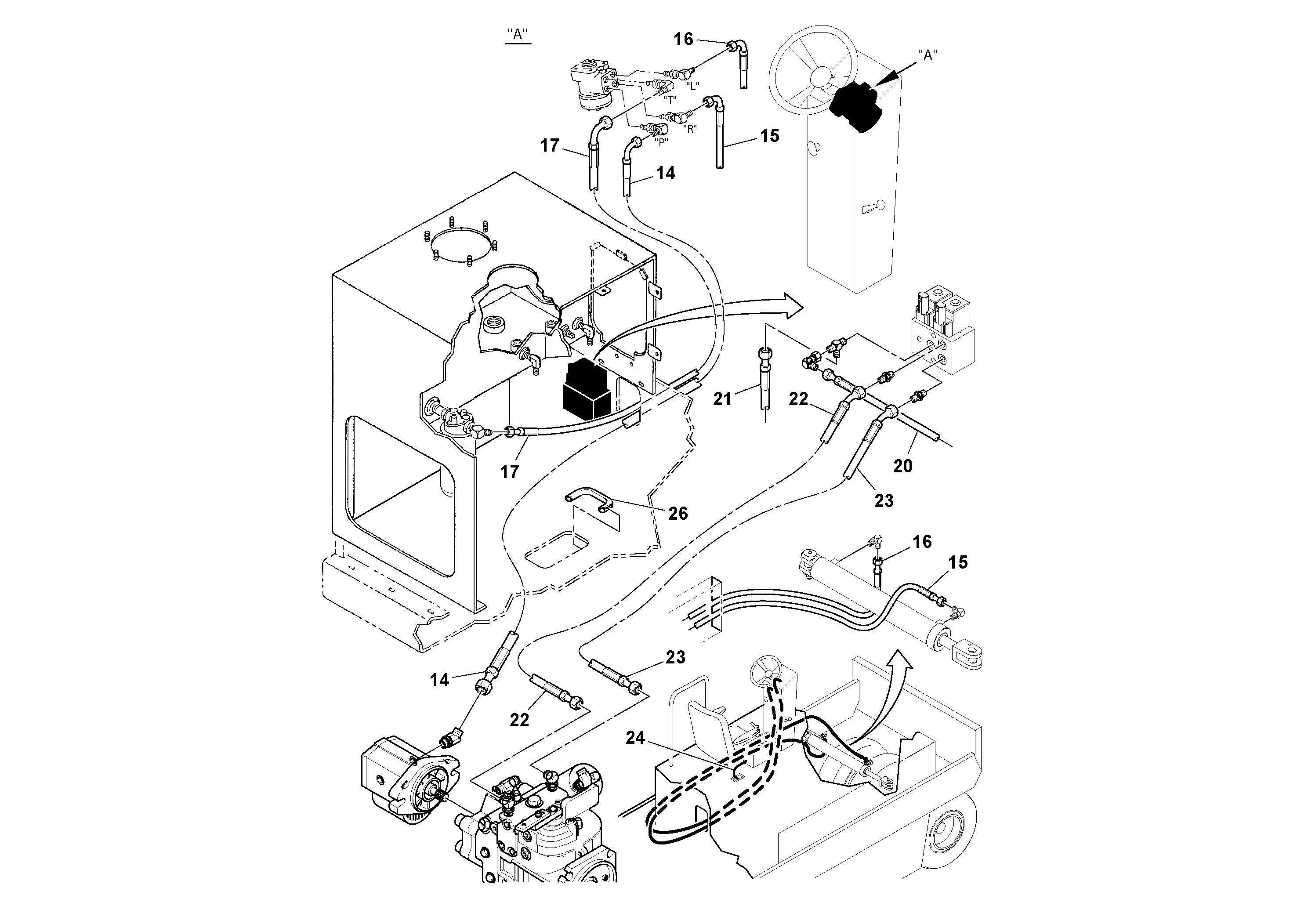 Схема запчастей Volvo PT125R S/N 197470- - 46840 Hydraulic Hoses Installation 
