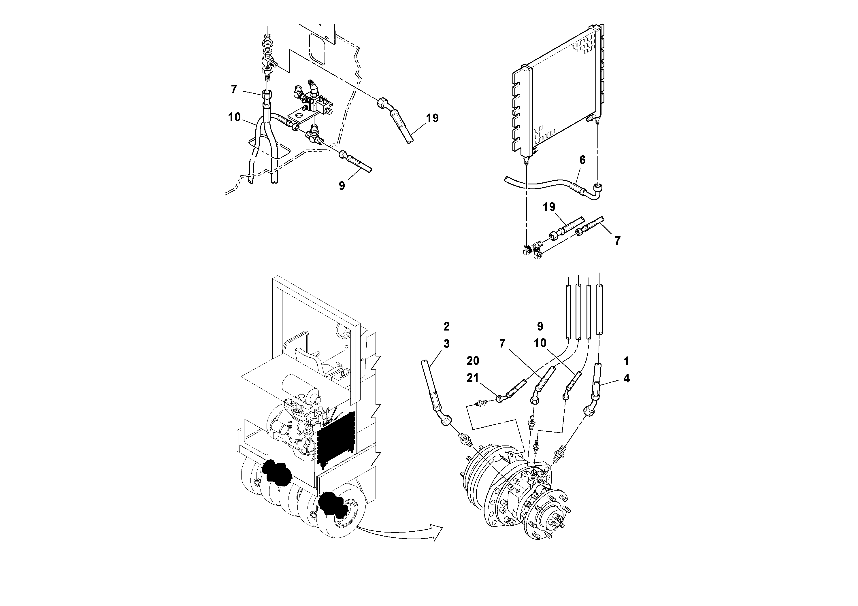 Схема запчастей Volvo PT125R S/N 197470- - 46842 Hydraulic Hoses Installation 