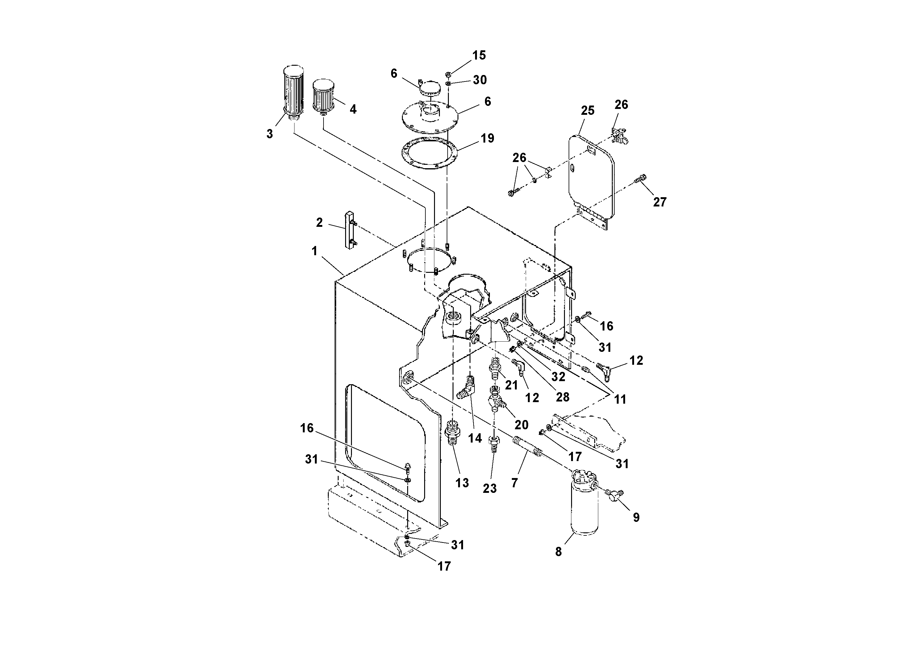 Схема запчастей Volvo PT125R S/N 197470- - 58720 Hydraulic Tank Installation 