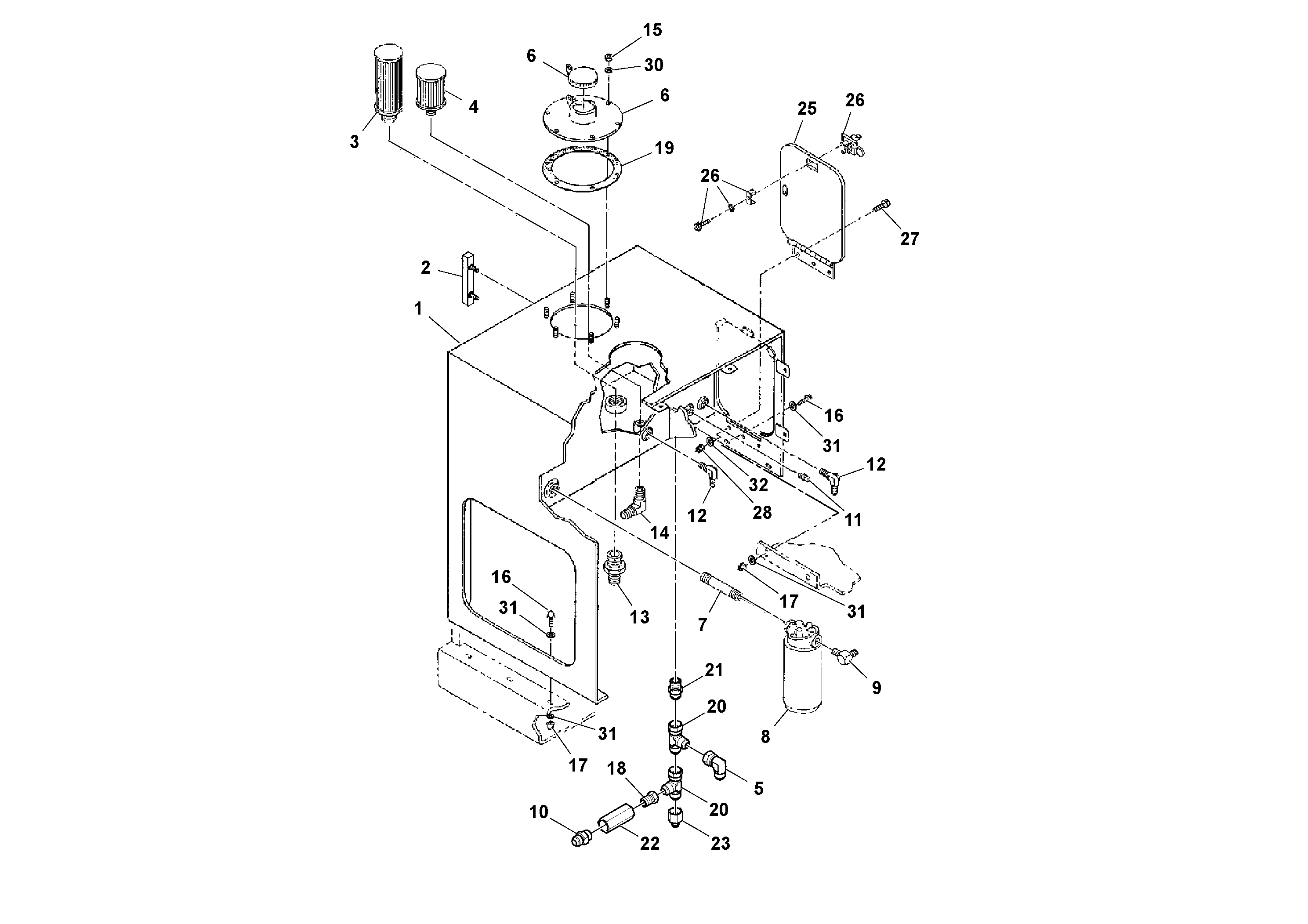 Схема запчастей Volvo PT125R S/N 197470- - 63964 Hydraulic Tank Installation 