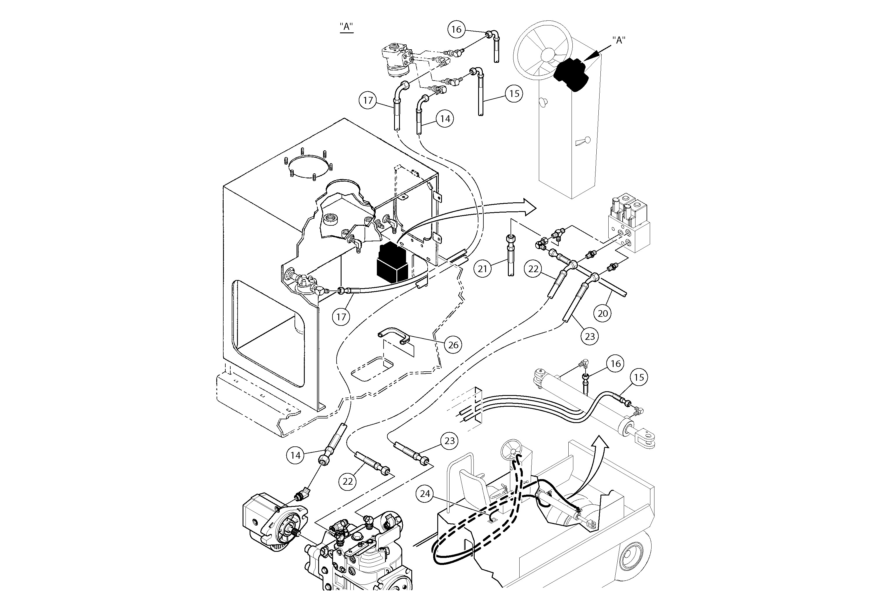 Схема запчастей Volvo PT125R S/N 197470- - 63966 Hydraulic Hoses Installation 
