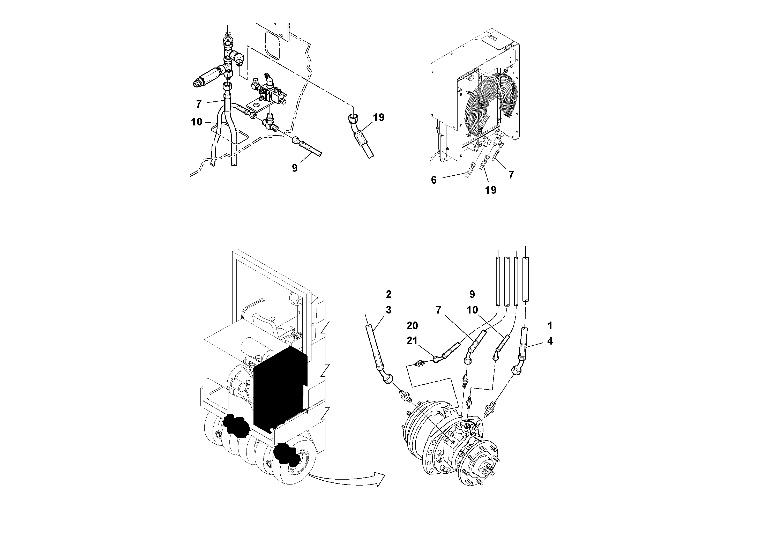 Схема запчастей Volvo PT125R S/N 197470- - 63967 Hydraulic Hoses Installation 