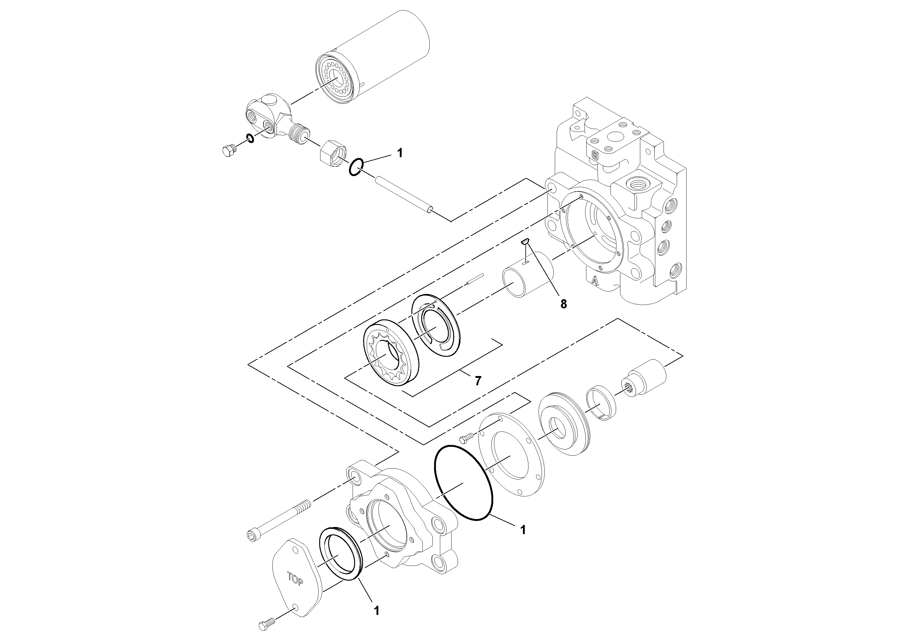 Схема запчастей Volvo PT125R S/N 197470- - 37515 Гидронасос (основной насос) 