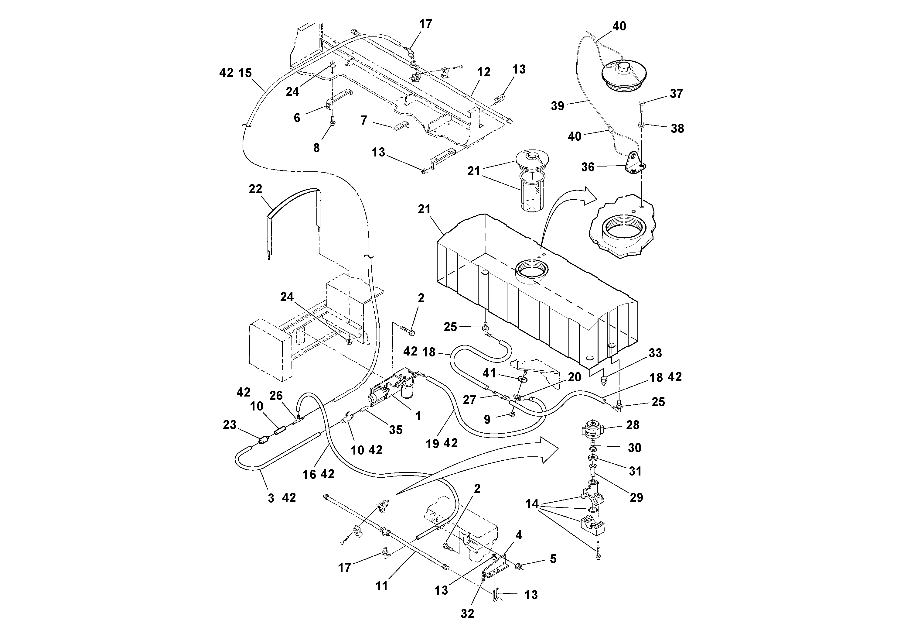Схема запчастей Volvo PT125R S/N 197470- - 37521 Water System Installation 