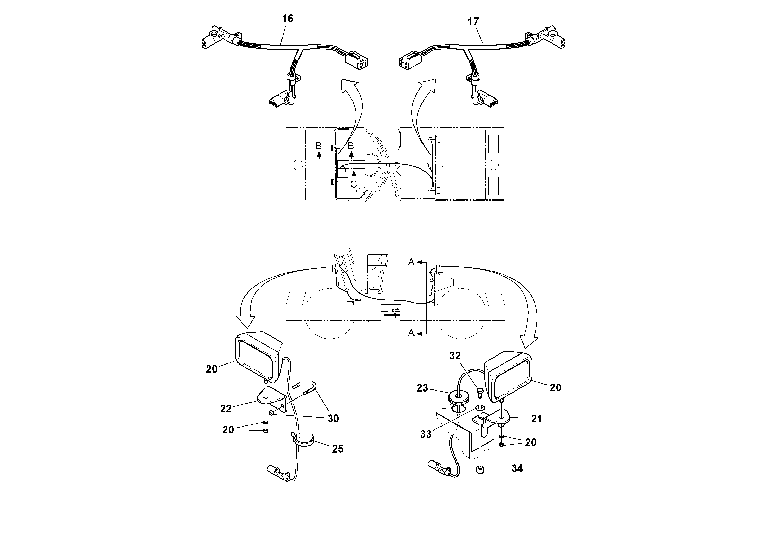 Схема запчастей Volvo DD90/DD90HF S/N 197375 - - 95758 HID/work light installation 