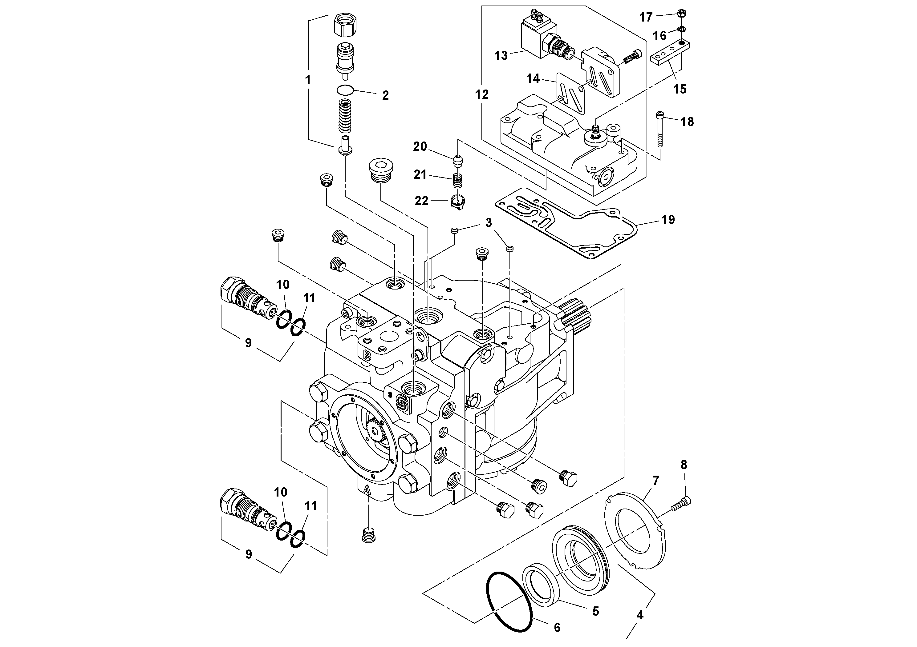 Схема запчастей Volvo DD90/DD90HF S/N 197375 - - 92854 Propulsion Pump 