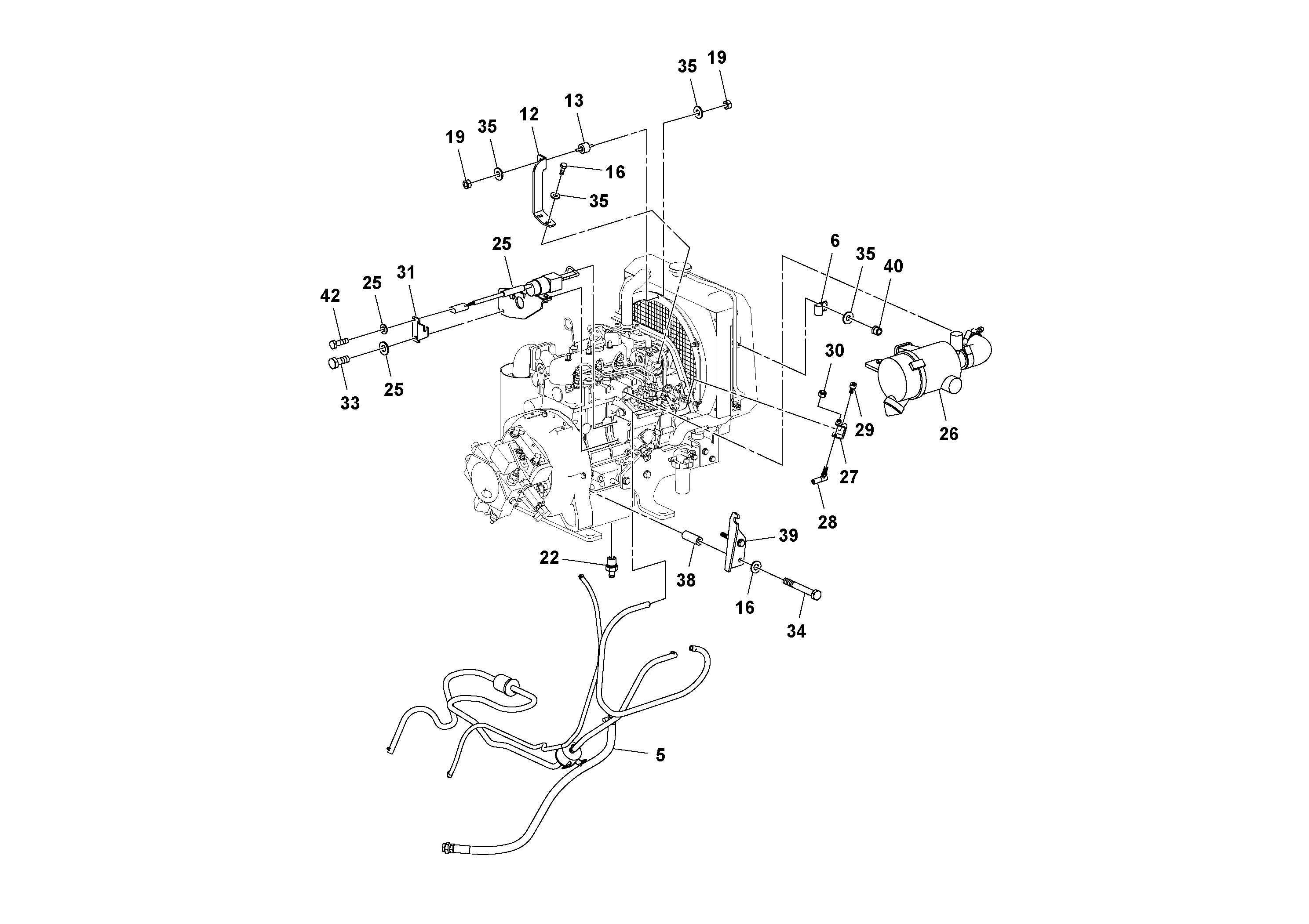 Схема запчастей Volvo DD14S/DD16 S/N 197600 - - 72586 Двигатель в сборе 