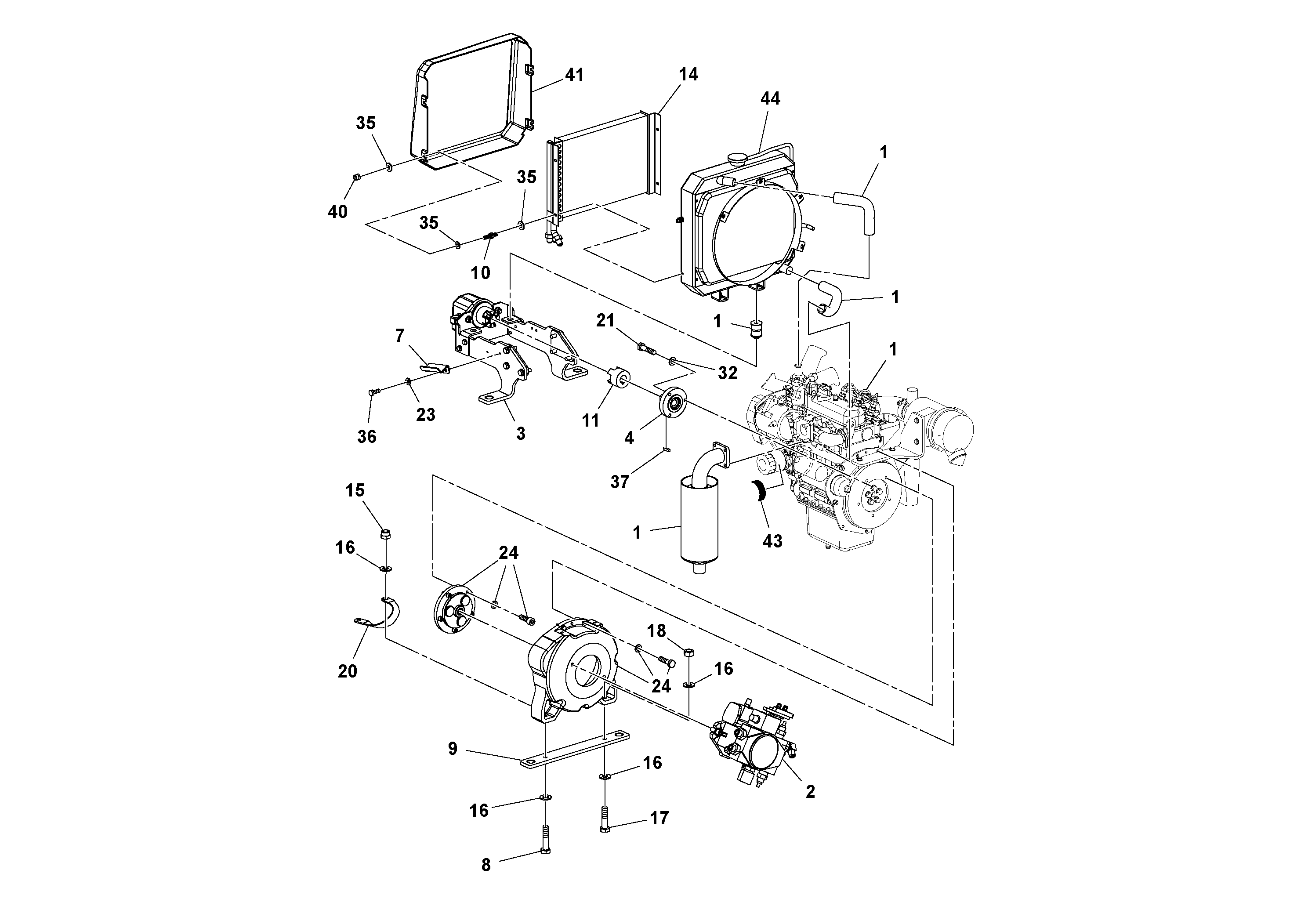 Схема запчастей Volvo DD14S/DD16 S/N 197600 - - 76435 Двигатель в сборе 