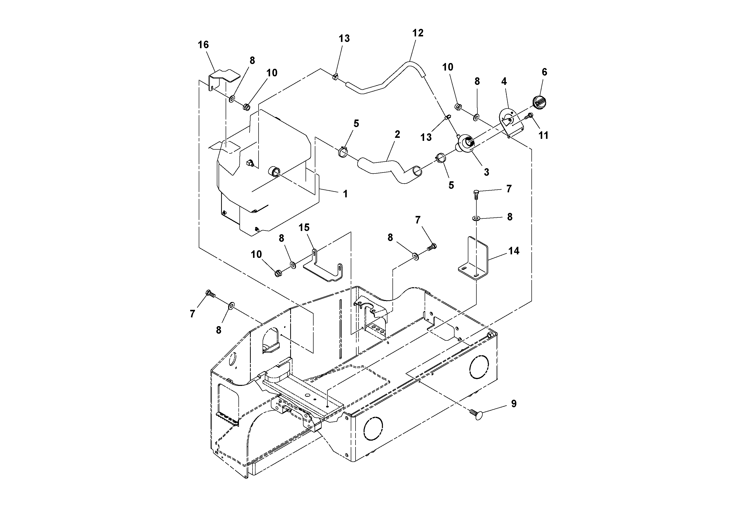 Схема запчастей Volvo DD14S/DD16 S/N 197600 - - 76681 Fuel Tank Installation 