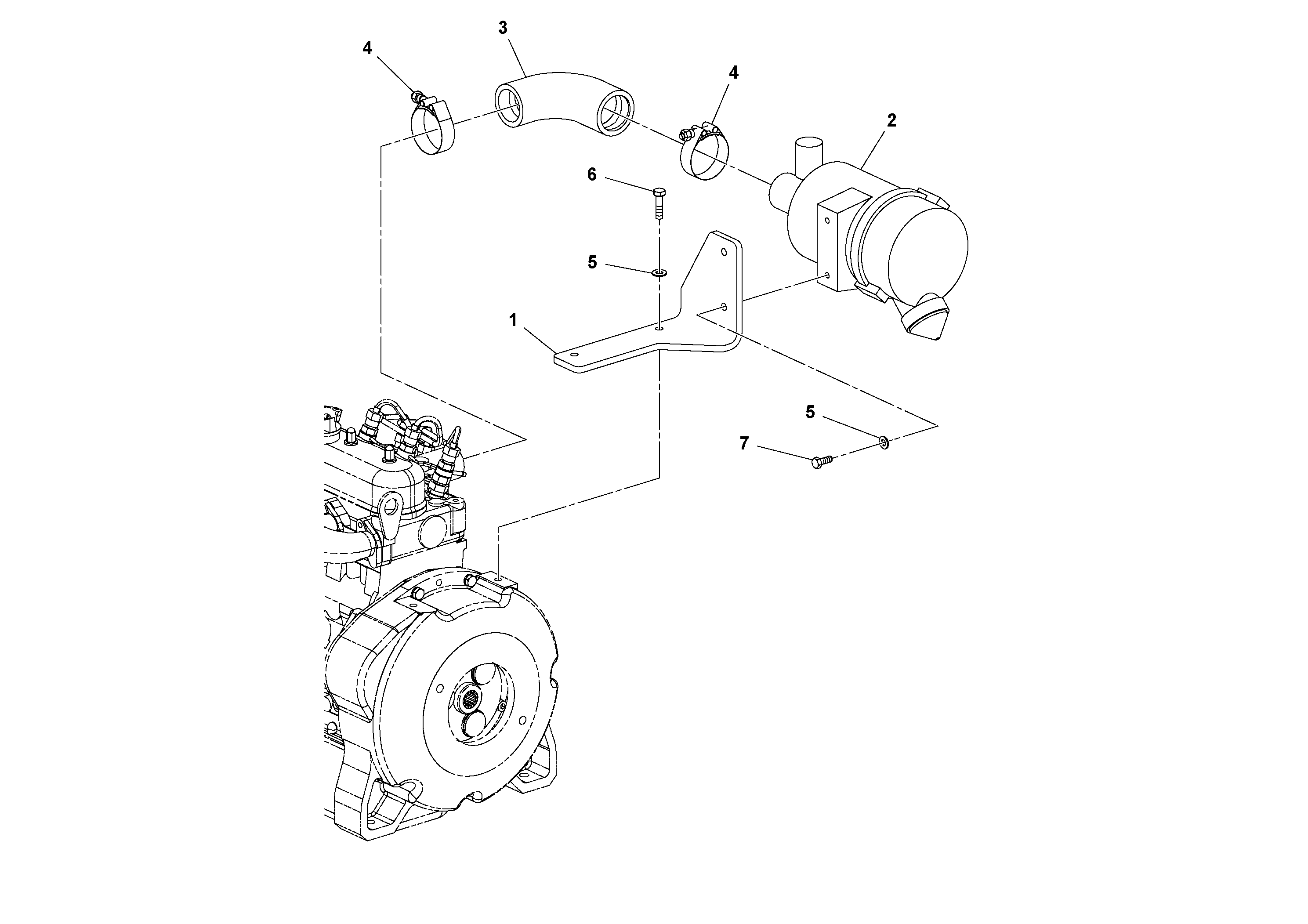 Схема запчастей Volvo DD14S/DD16 S/N 197600 - - 100933 Air cleaner installation 