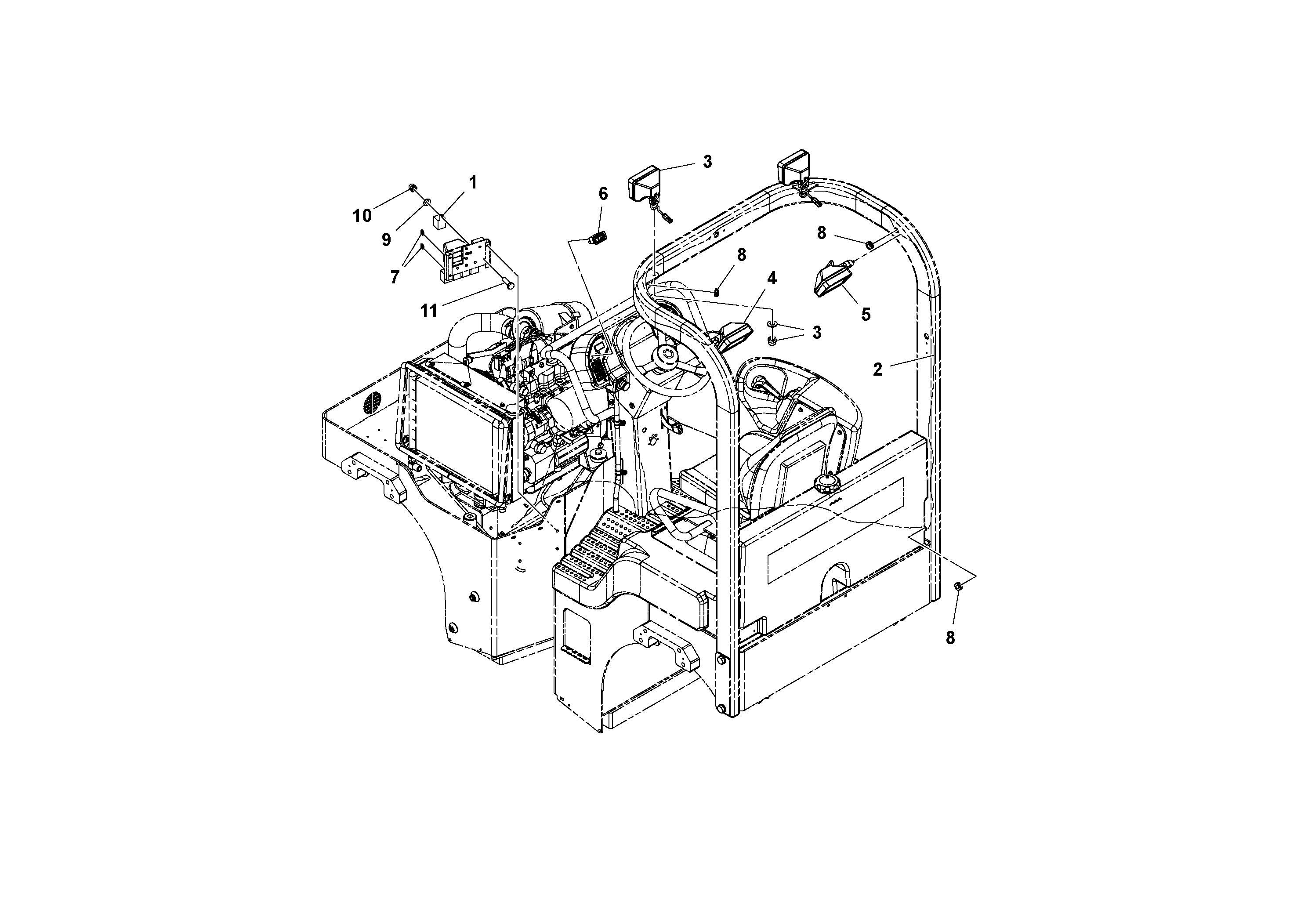 Схема запчастей Volvo DD14S/DD16 S/N 197600 - - 76820 Arch ROPS Worklights 