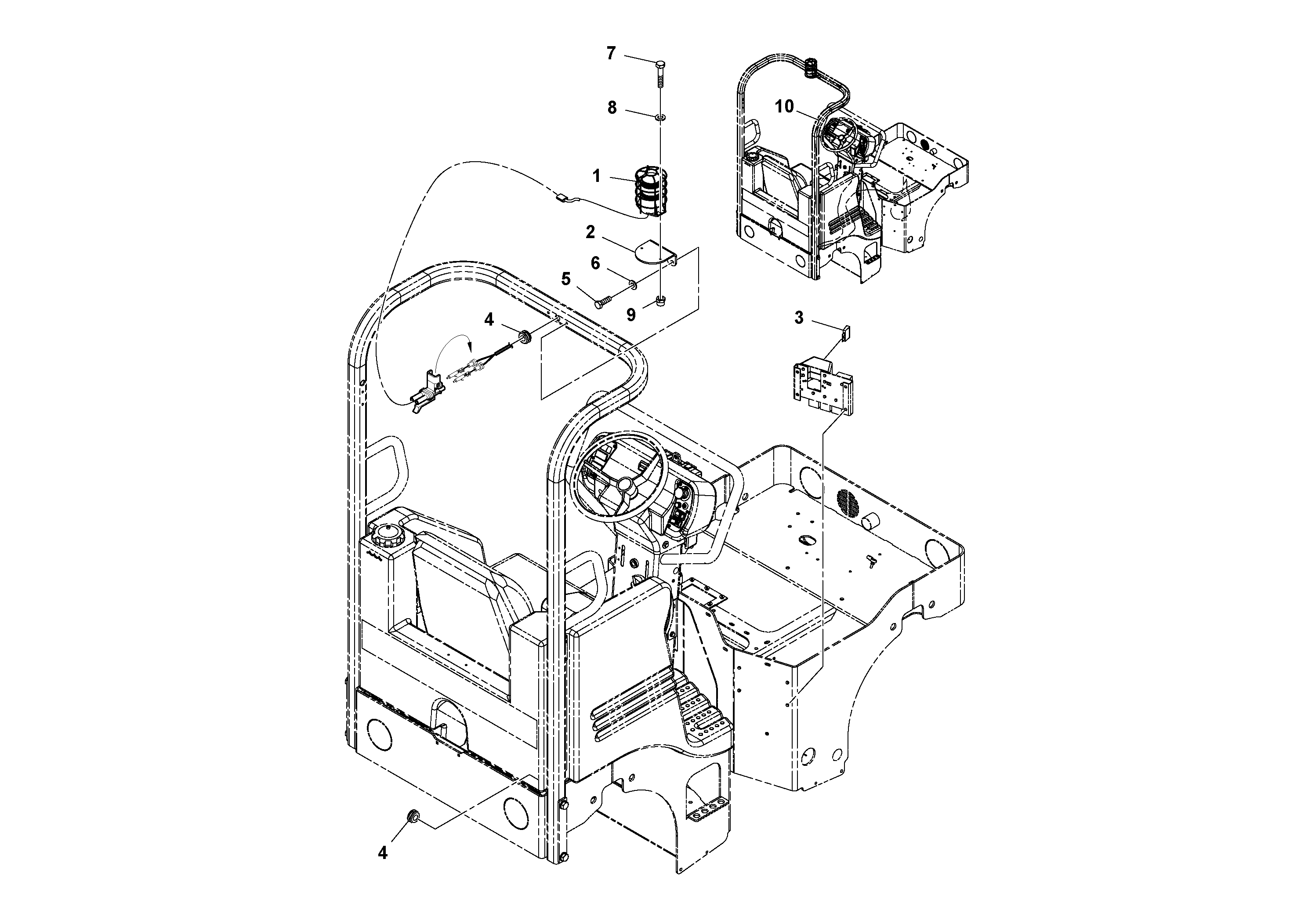 Схема запчастей Volvo DD14S/DD16 S/N 197600 - - 77445 Rotating beacon Installation 