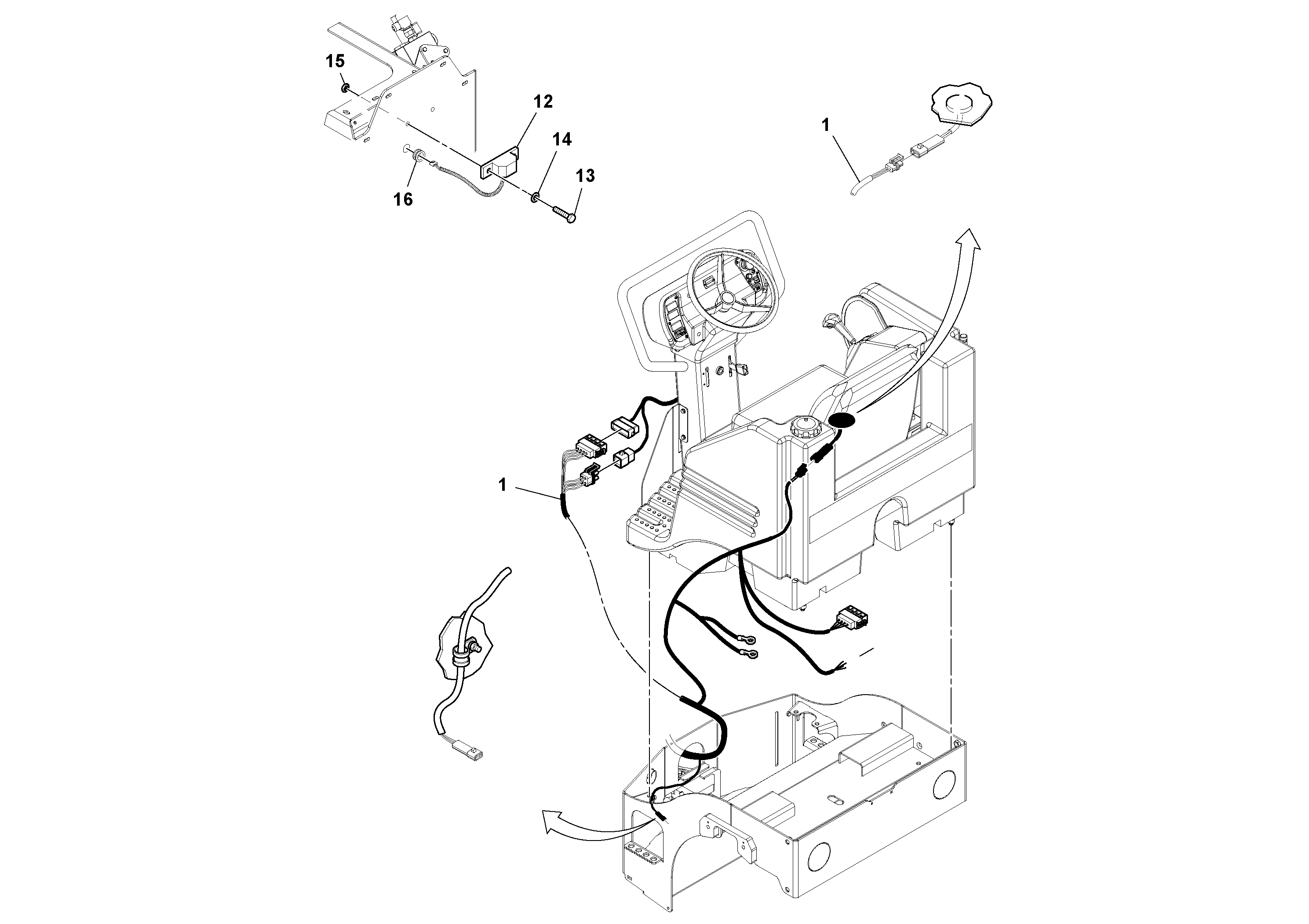 Схема запчастей Volvo DD14S/DD16 S/N 197600 - - 72161 Cable Harness Installation 