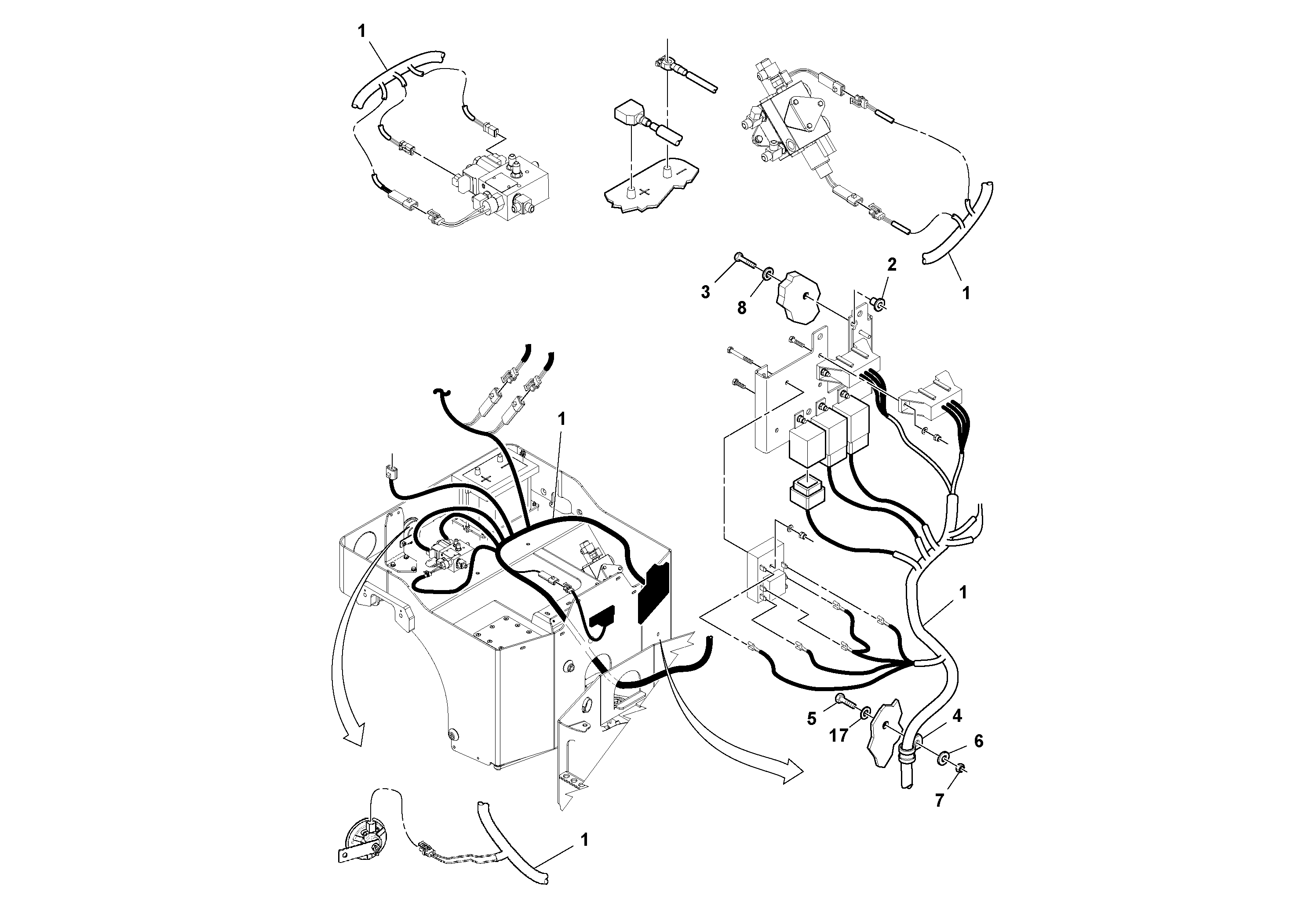 Схема запчастей Volvo DD14S/DD16 S/N 197600 - - 73787 Cable Harness Installation 