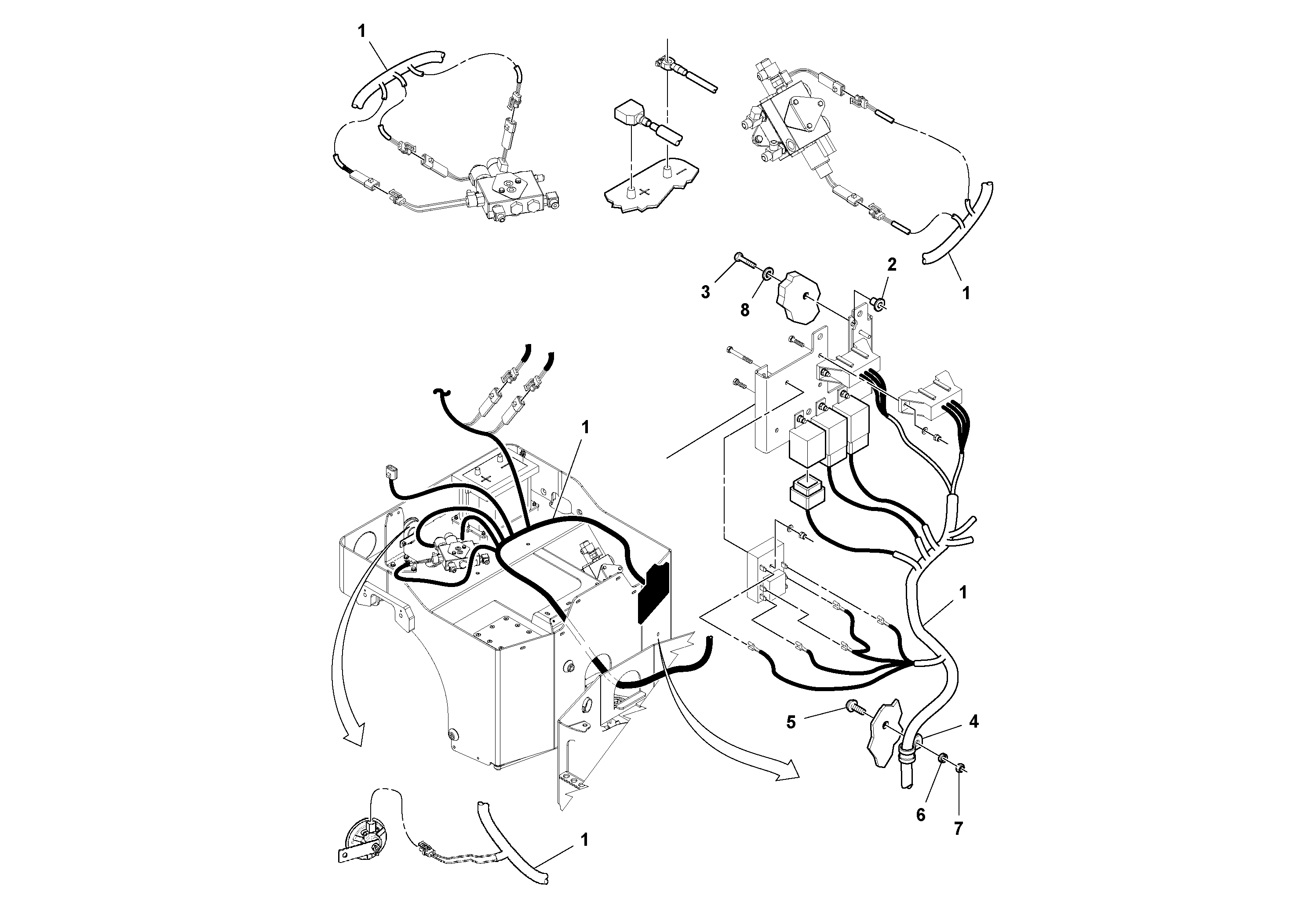Схема запчастей Volvo DD14S/DD16 S/N 197600 - - 75847 Cable Harness Installation 