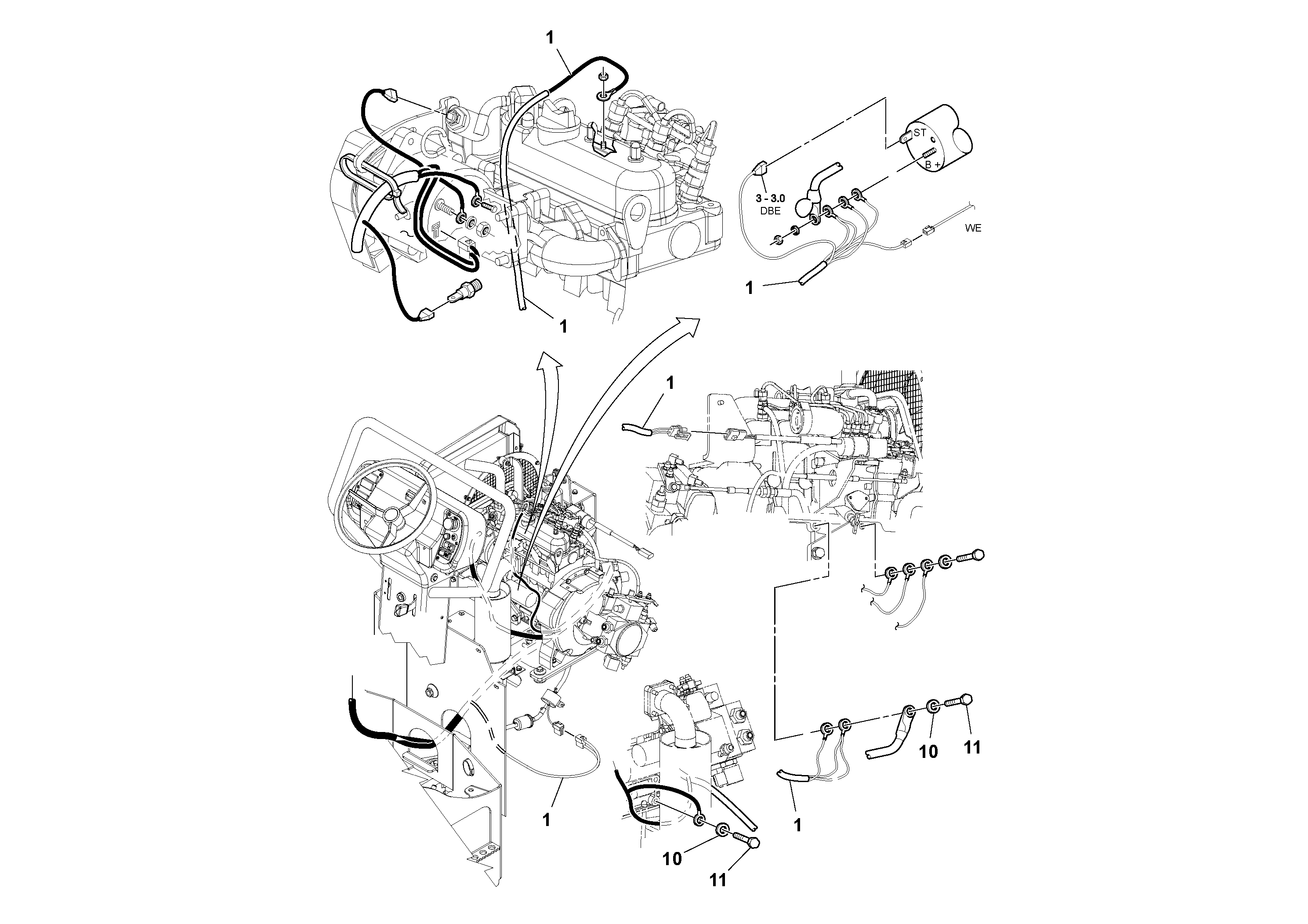 Схема запчастей Volvo DD14S/DD16 S/N 197600 - - 79249 Cable Harness Installation 