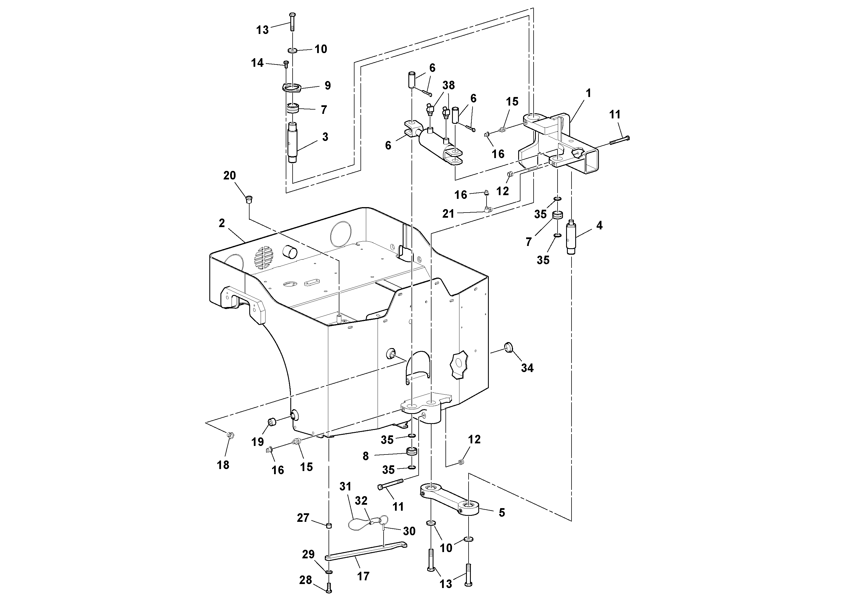 Схема запчастей Volvo DD14S/DD16 S/N 197600 - - 75917 Frame Assembly 