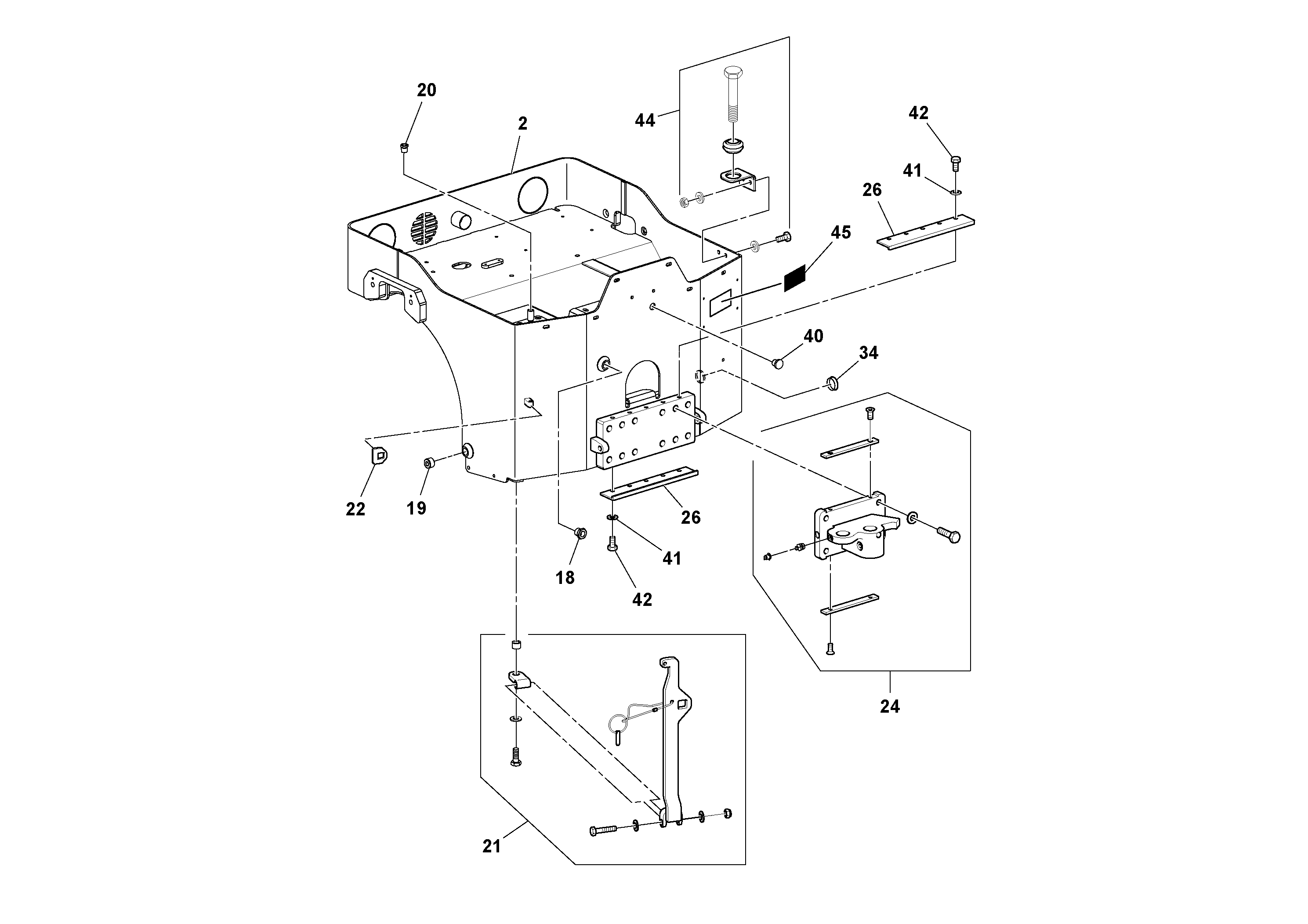 Схема запчастей Volvo DD14S/DD16 S/N 197600 - - 72270 Offset Frame and Swivel Installation 