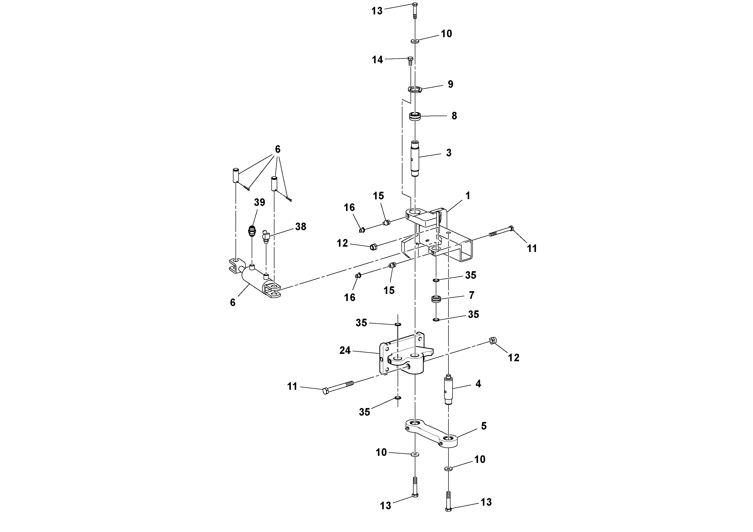 Схема запчастей Volvo DD14S/DD16 S/N 197600 - - 74649 Offset Frame and Swivel Installation 