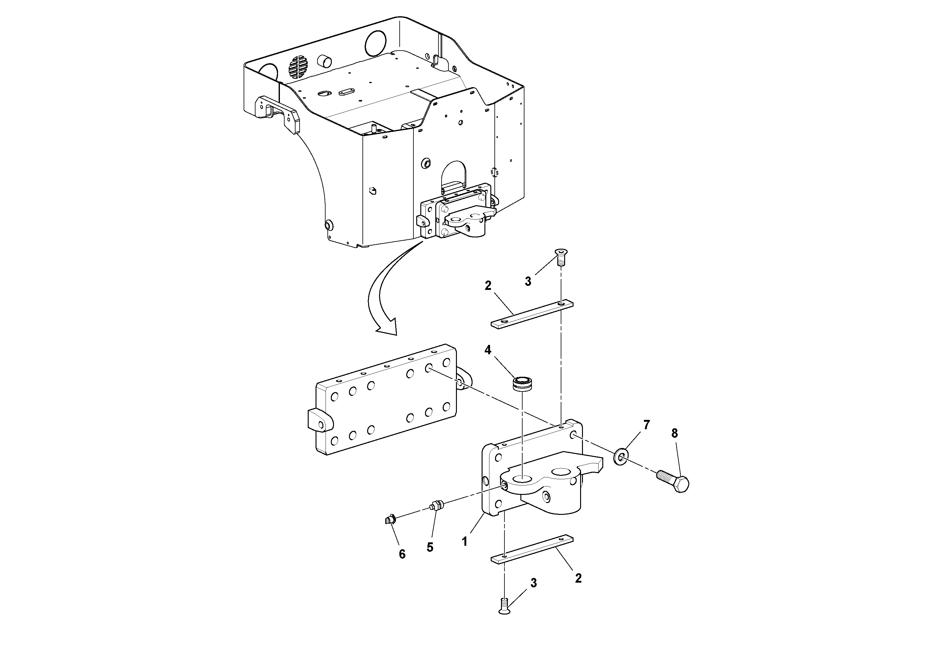 Схема запчастей Volvo DD14S/DD16 S/N 197600 - - 78142 Offset Swivel Assembly 