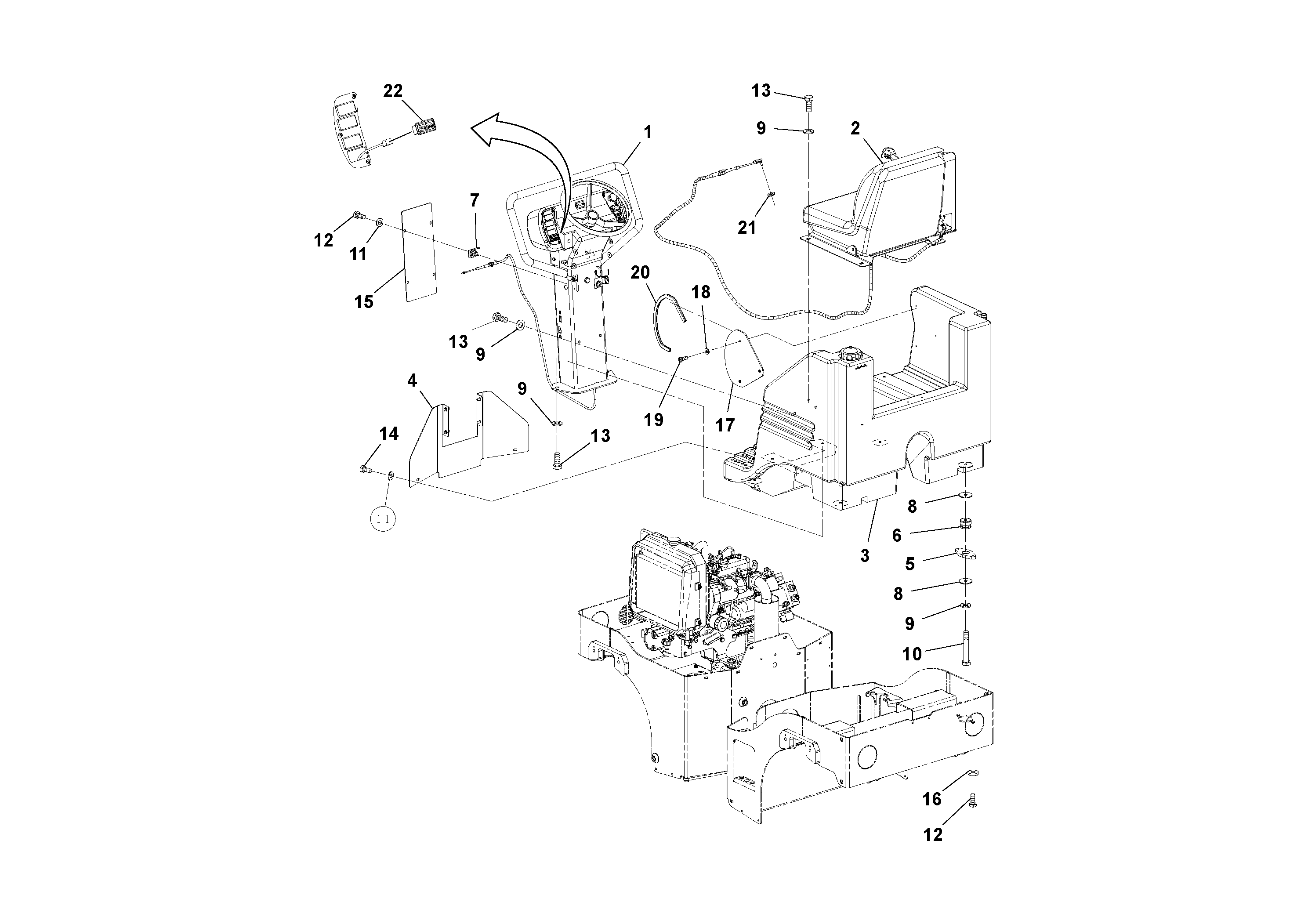 Схема запчастей Volvo DD14S/DD16 S/N 197600 - - 74045 Operators Platform Installation 