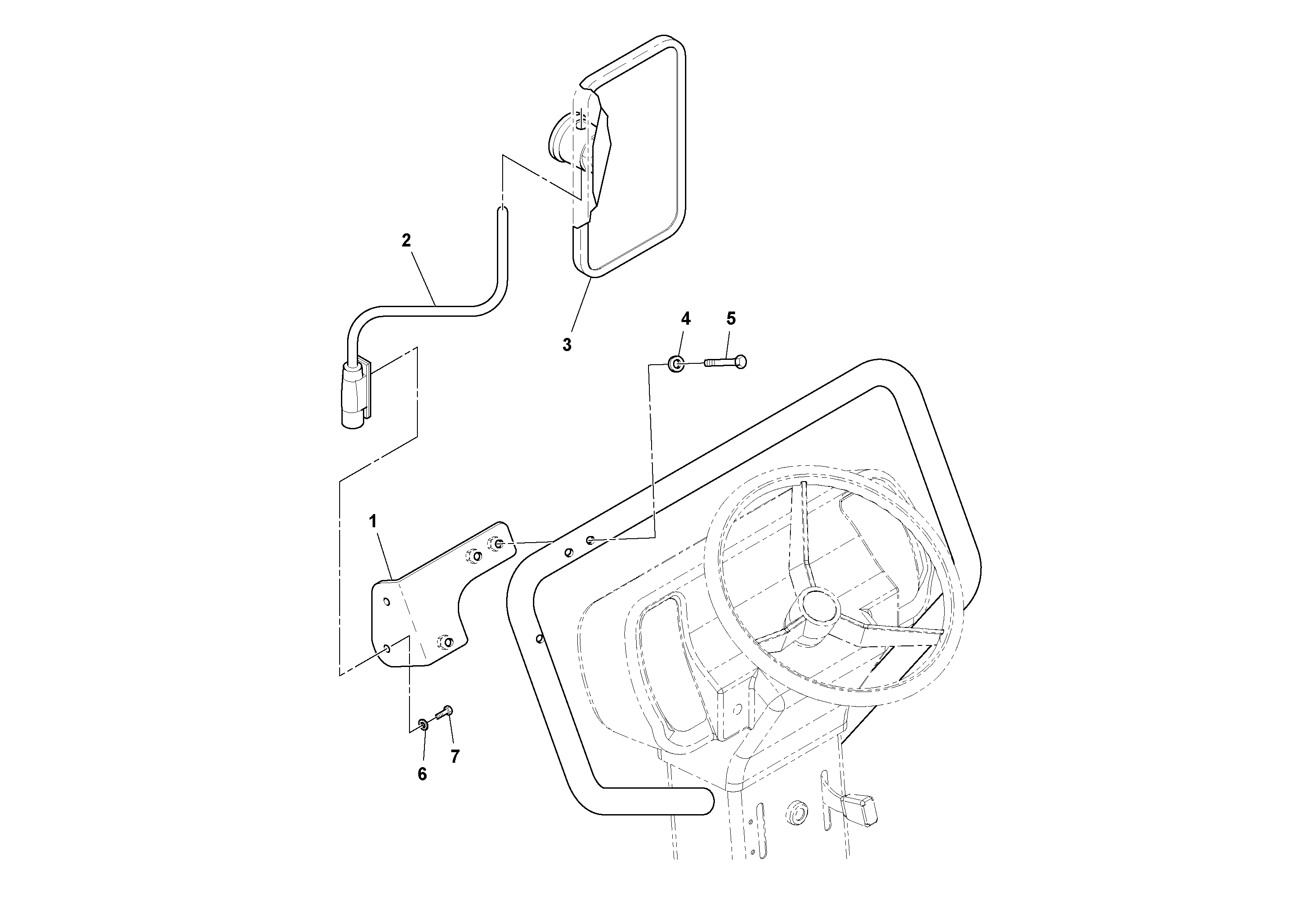 Схема запчастей Volvo DD14S/DD16 S/N 197600 - - 73139 Mirror Installation 