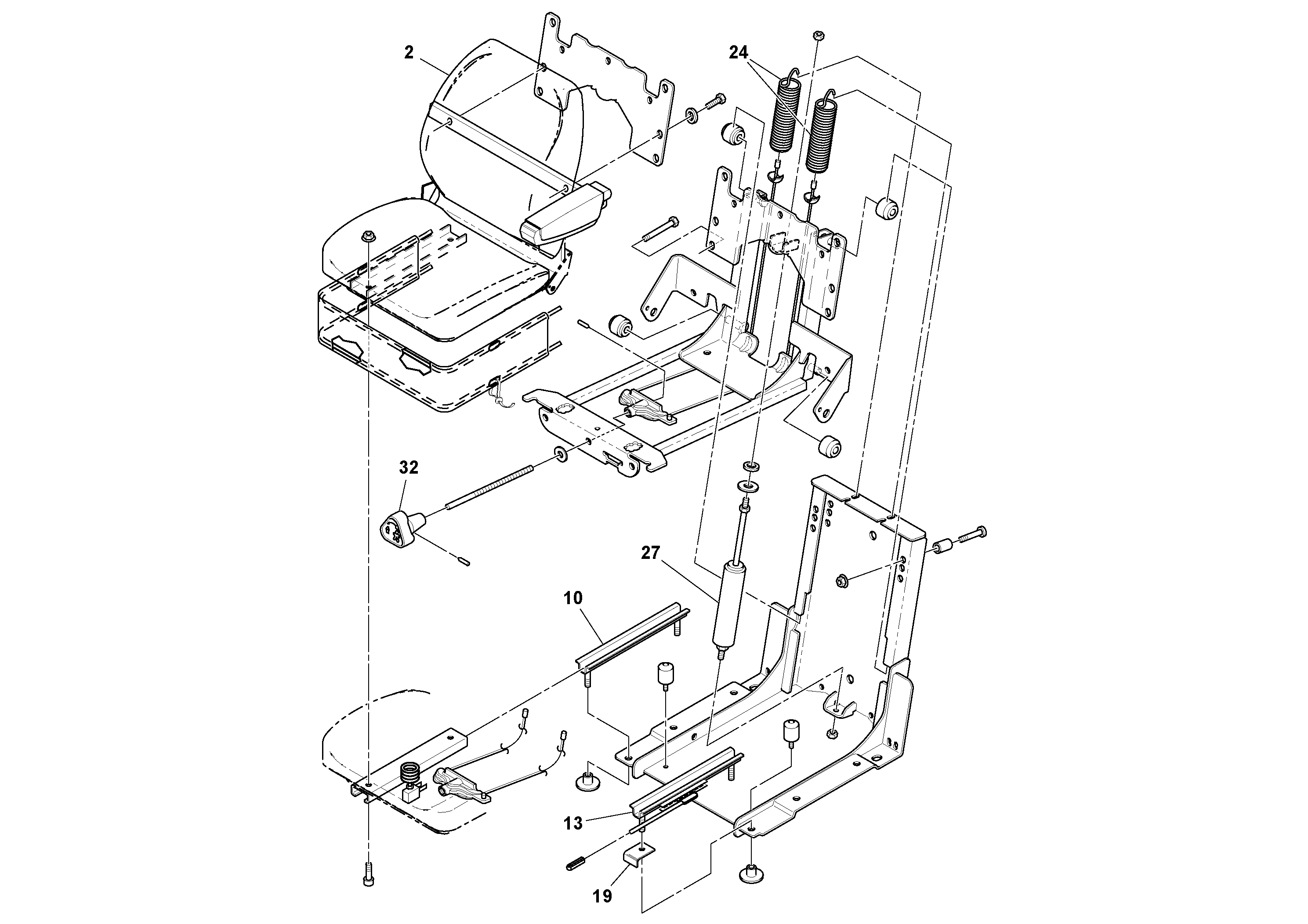 Схема запчастей Volvo DD14S/DD16 S/N 197600 - - 74686 Suspension Seat 