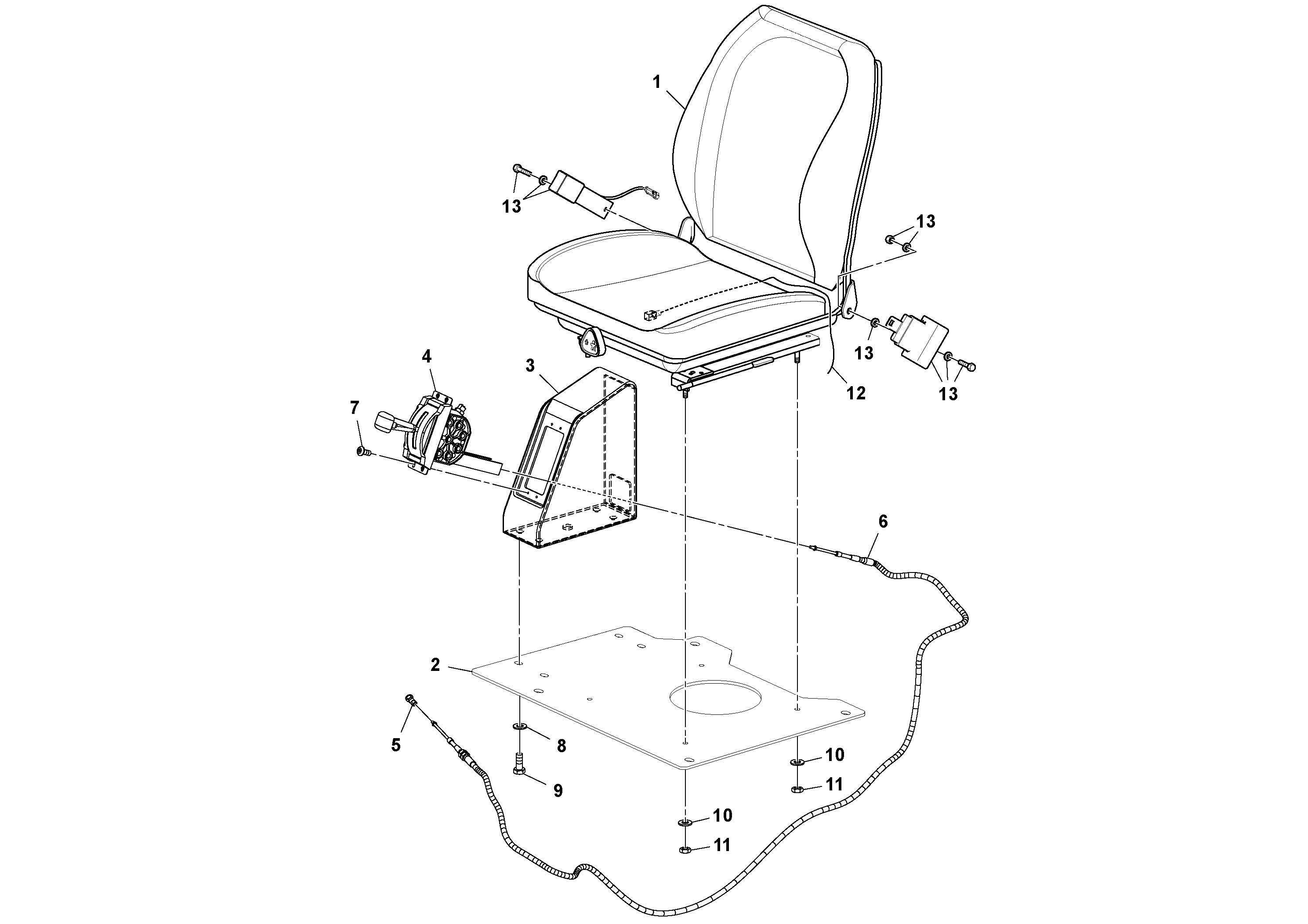Схема запчастей Volvo DD14S/DD16 S/N 197600 - - 79245 Suspension seat installation 